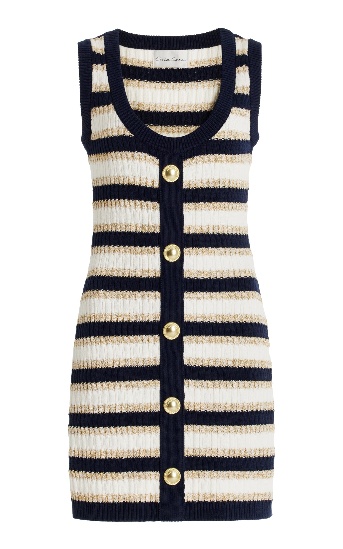 Nicole Striped Metallic-Cotton Knit Mini Dress