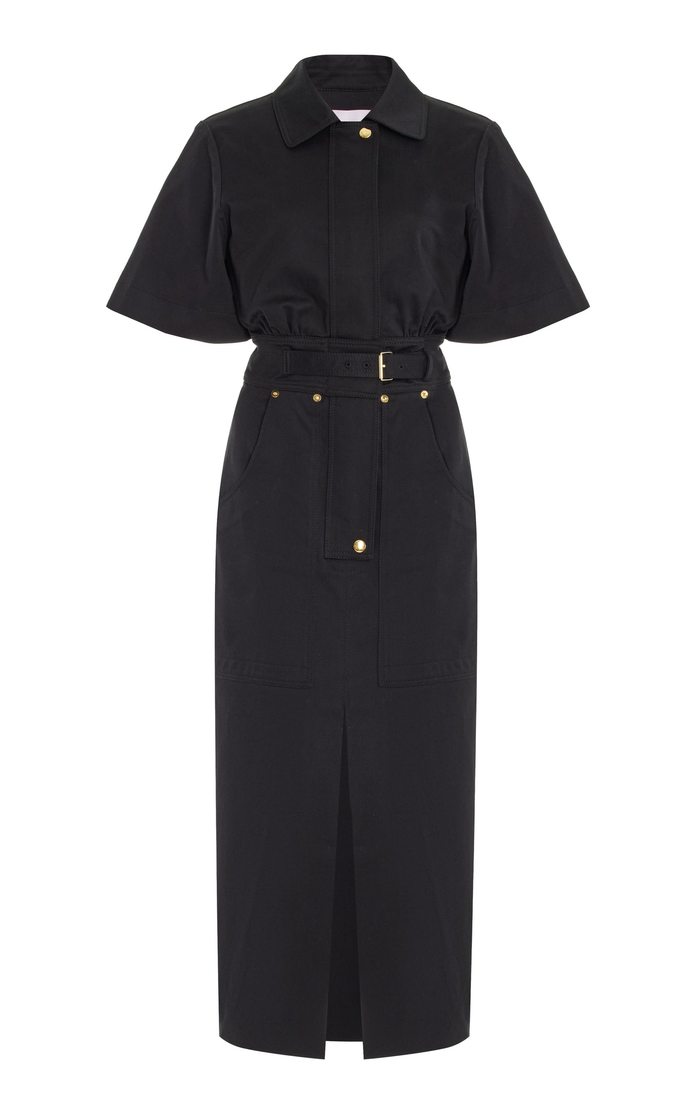 Belted Stretch-Cotton Midi Dress