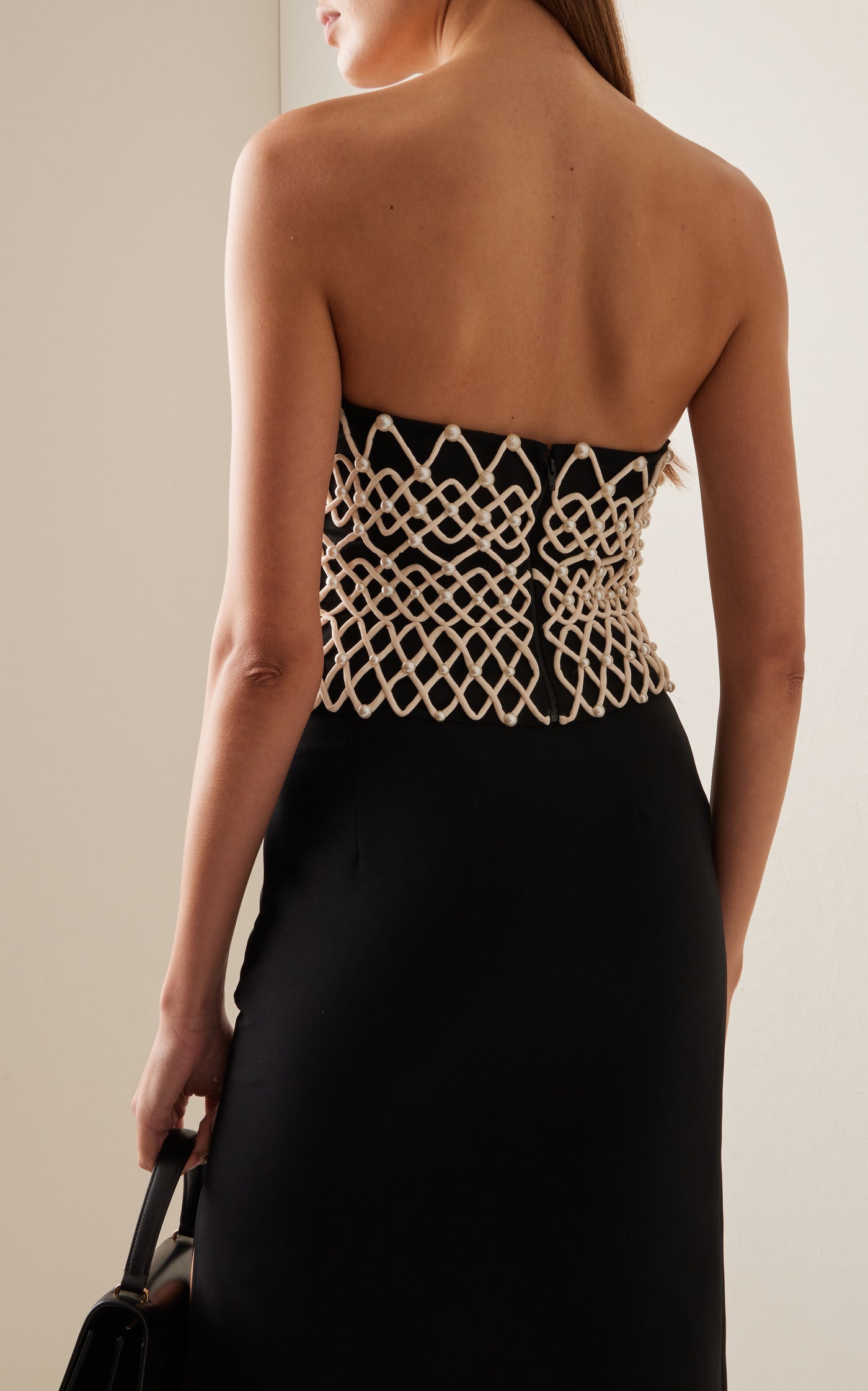 Exclusive Embroidered Strapless Bustier Top
