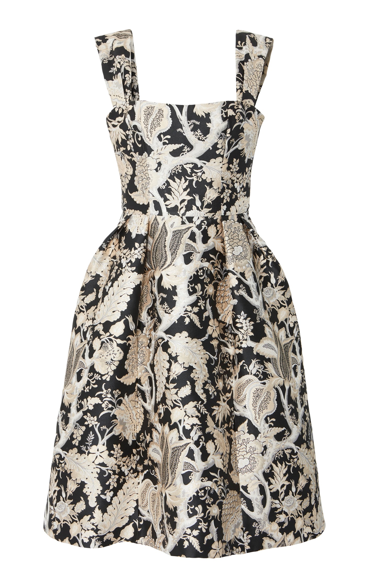 Pleated Jacquard Midi Dress