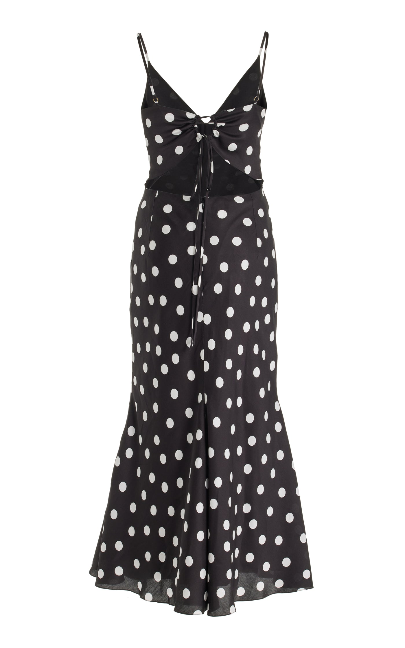 Ruched Polka-Dot Midi Dress