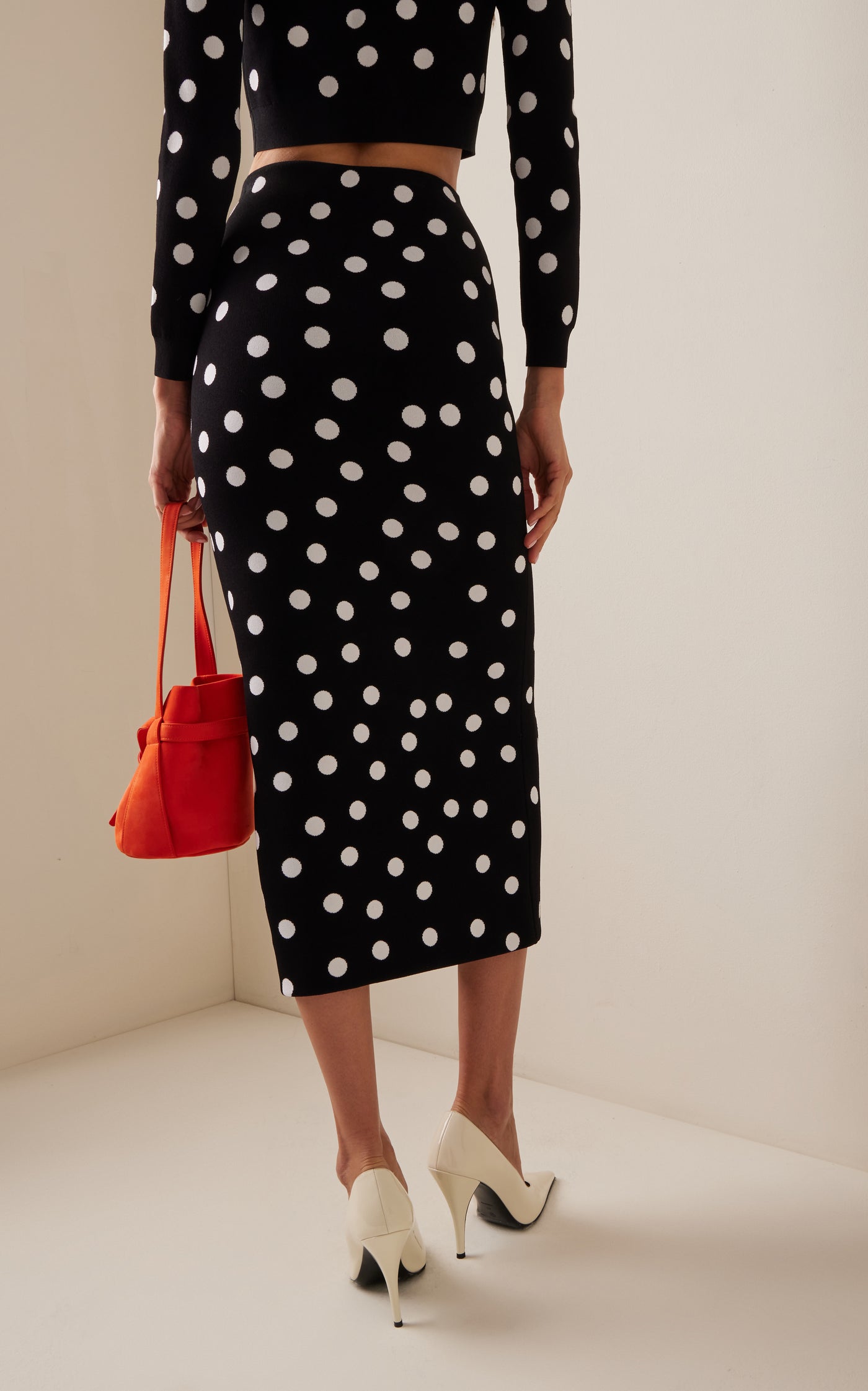 Polka-Dot Midi Skirt