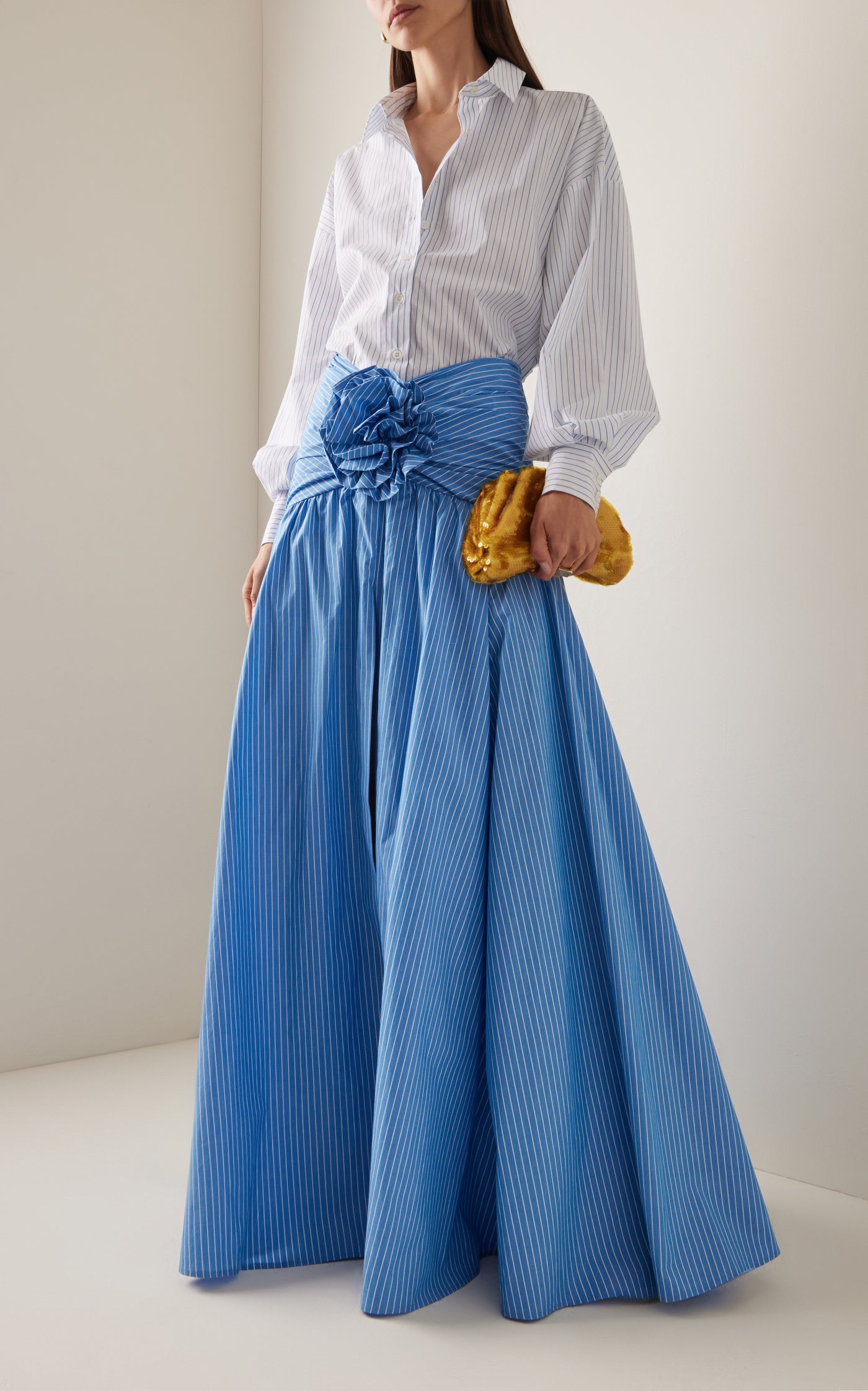 Gathered Cotton Maxi Skirt