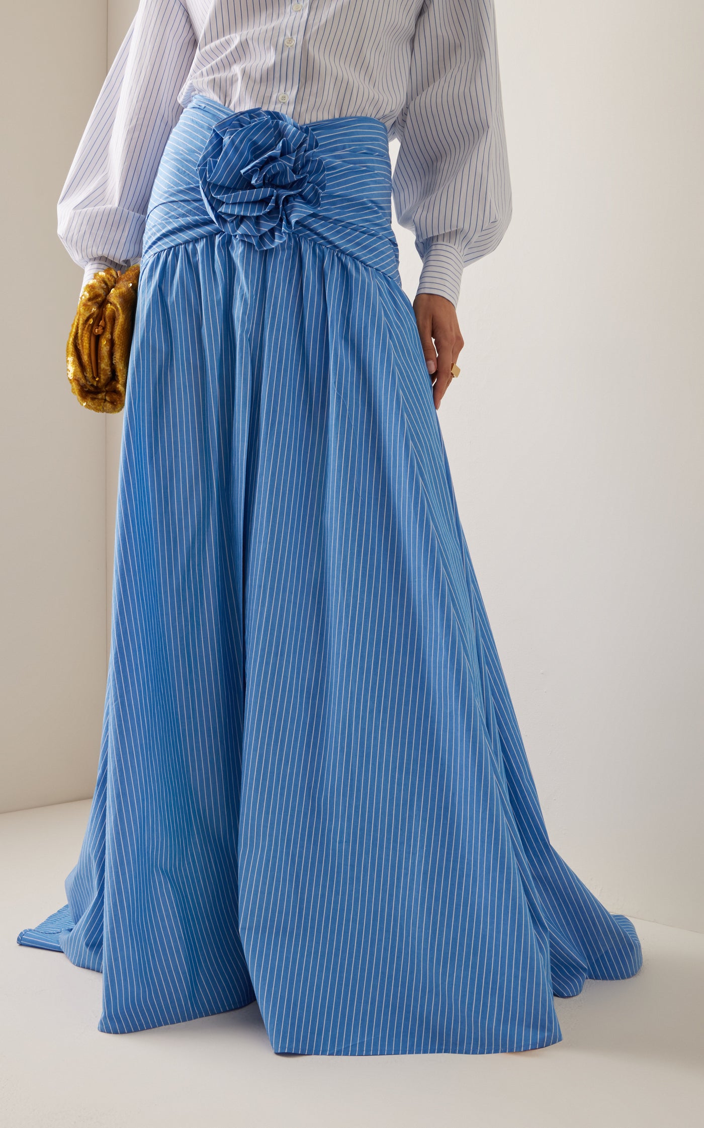 Gathered Cotton Maxi Skirt