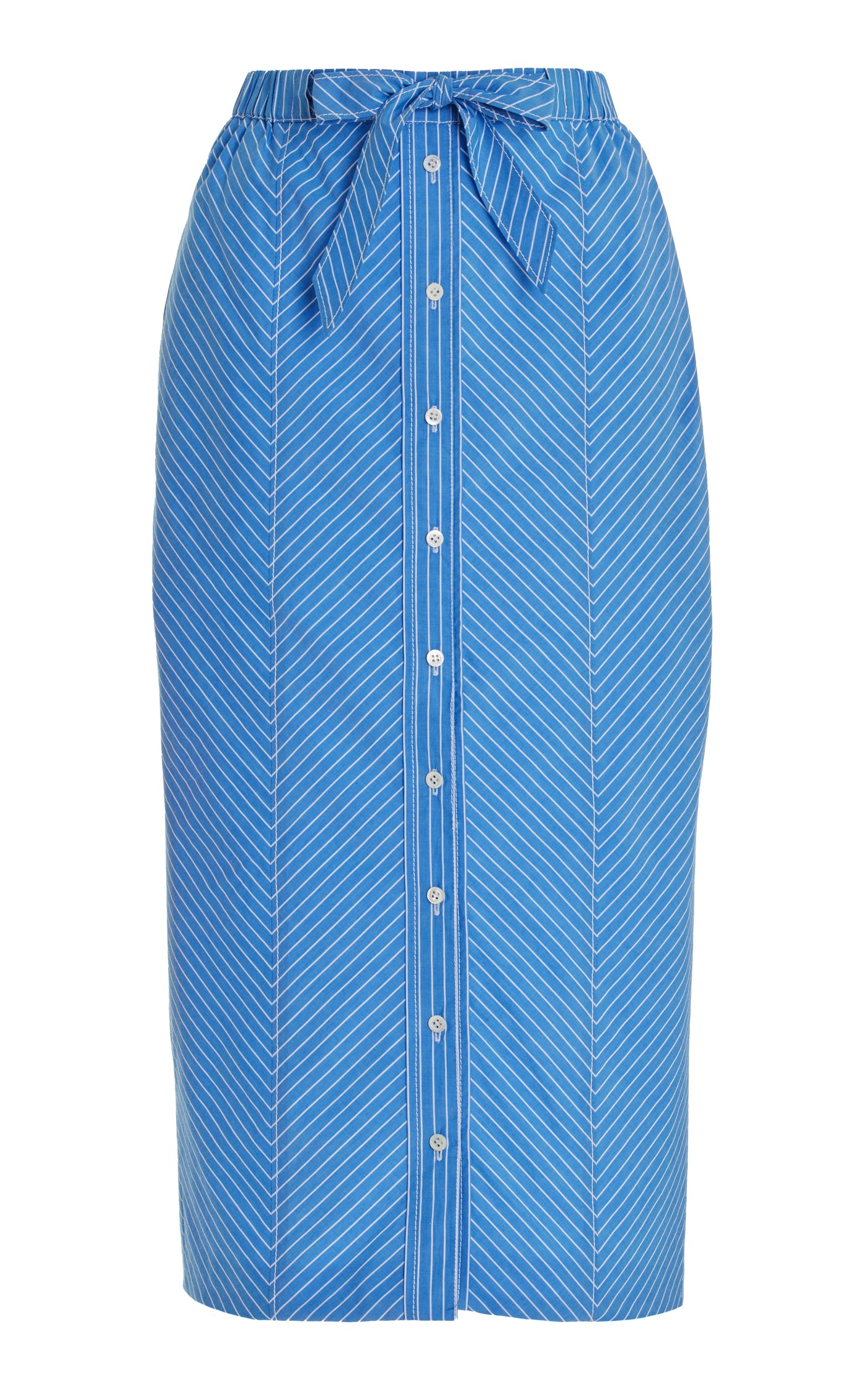 Tie-Detailed Cotton Midi Pencil Skirt