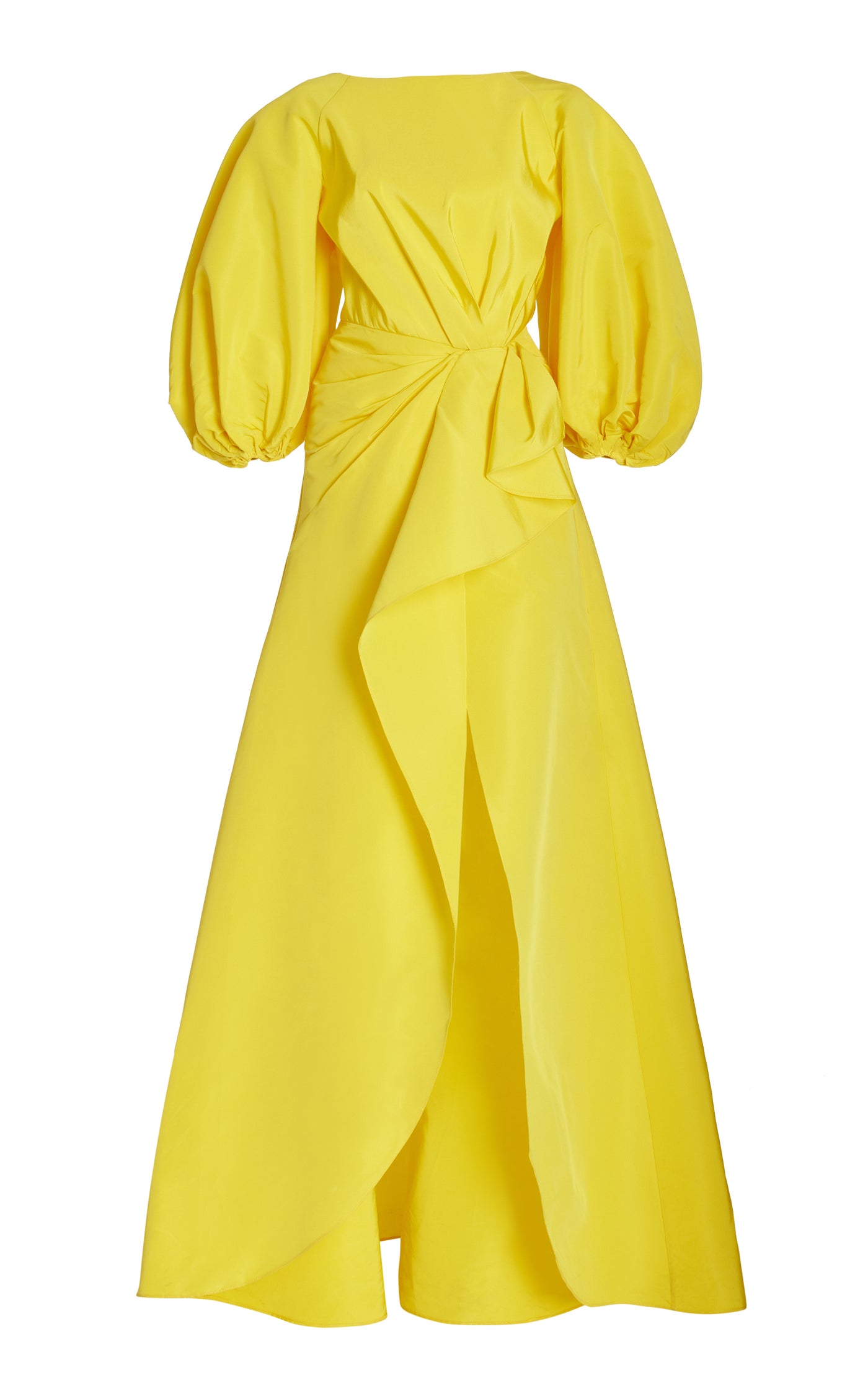 Puff-Sleeve Silk Gown