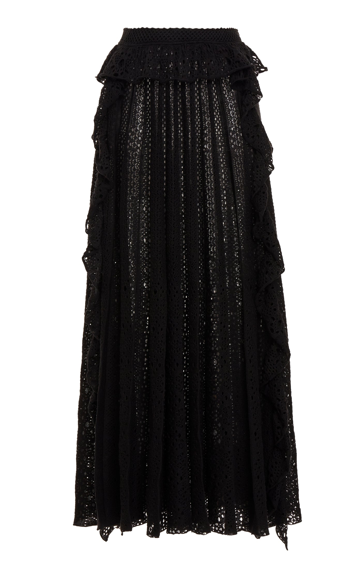 Knit Lace Linen-Blend Maxi Skirt