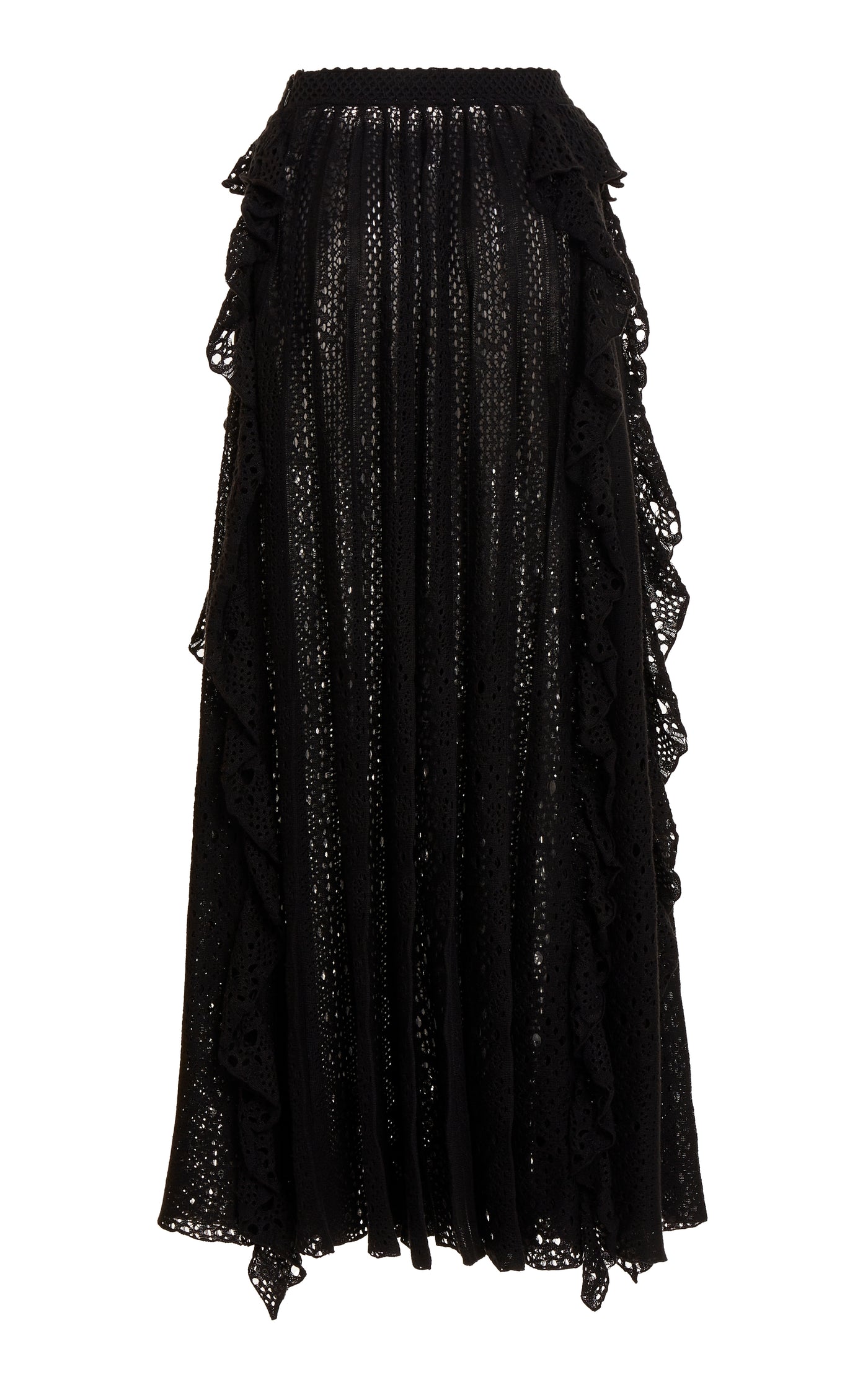 Knit Lace Linen-Blend Maxi Skirt