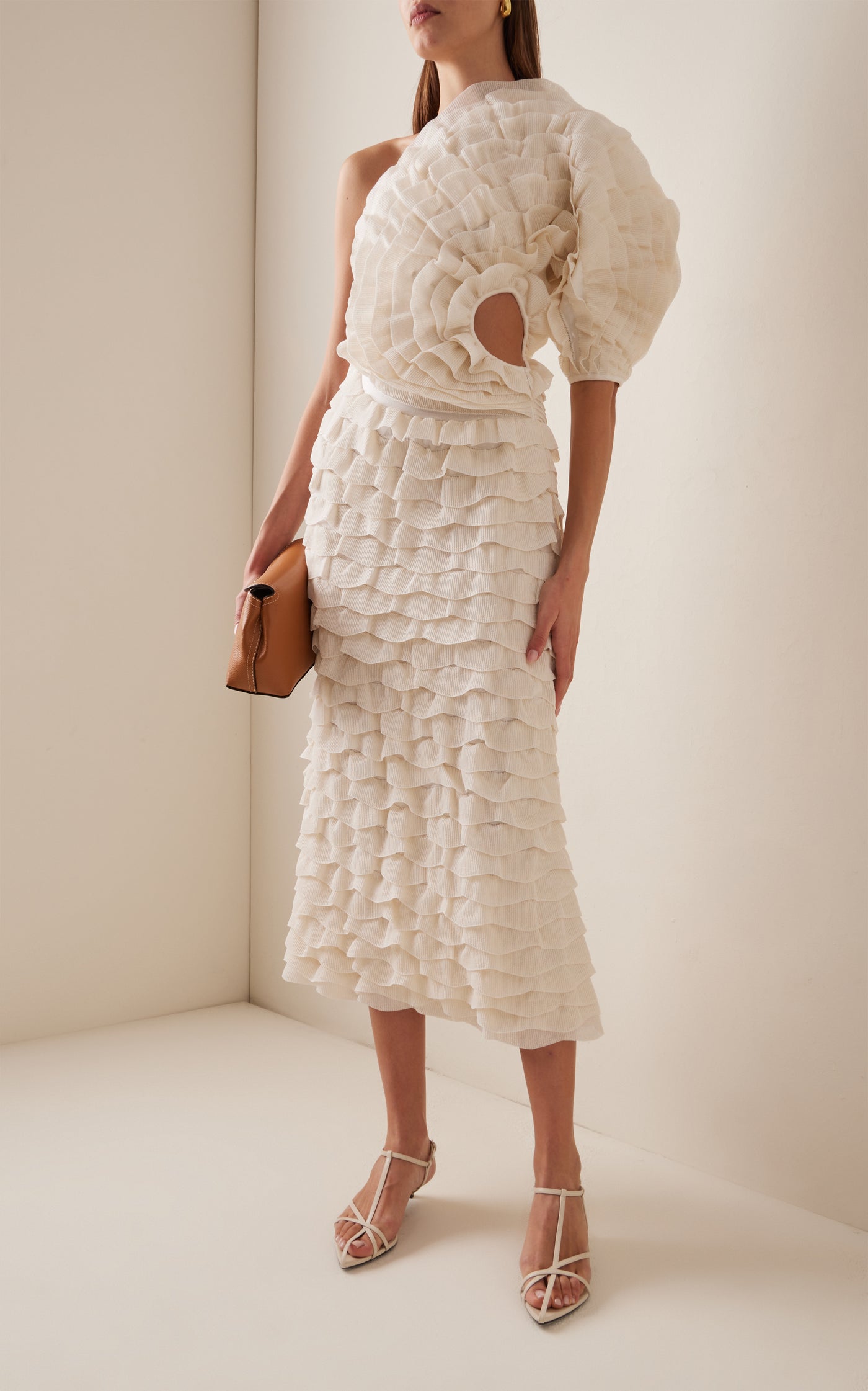 Ruffled Silk Midi Dress