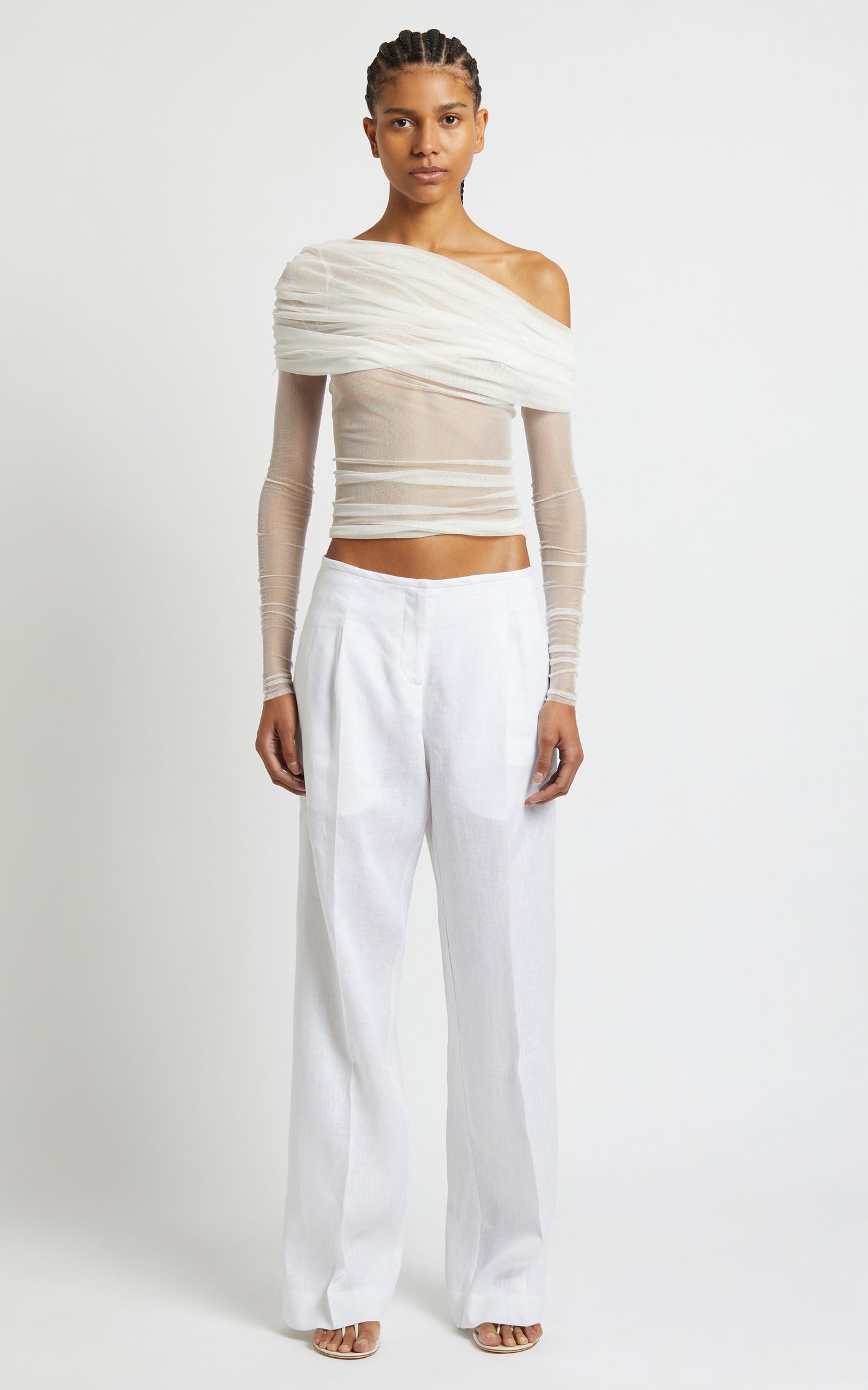 Ruched Off-The-Shoulder Silk Top