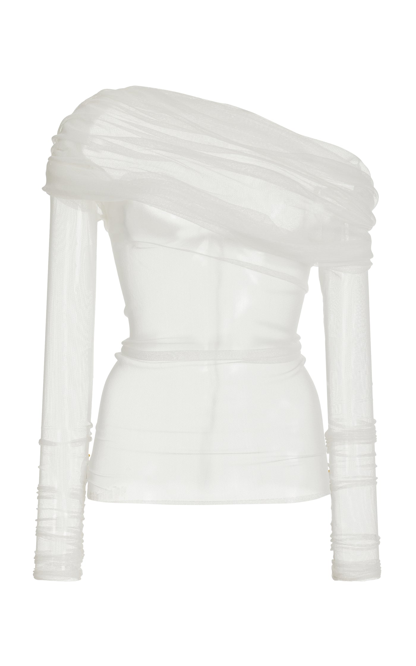 Ruched Off-The-Shoulder Silk Top
