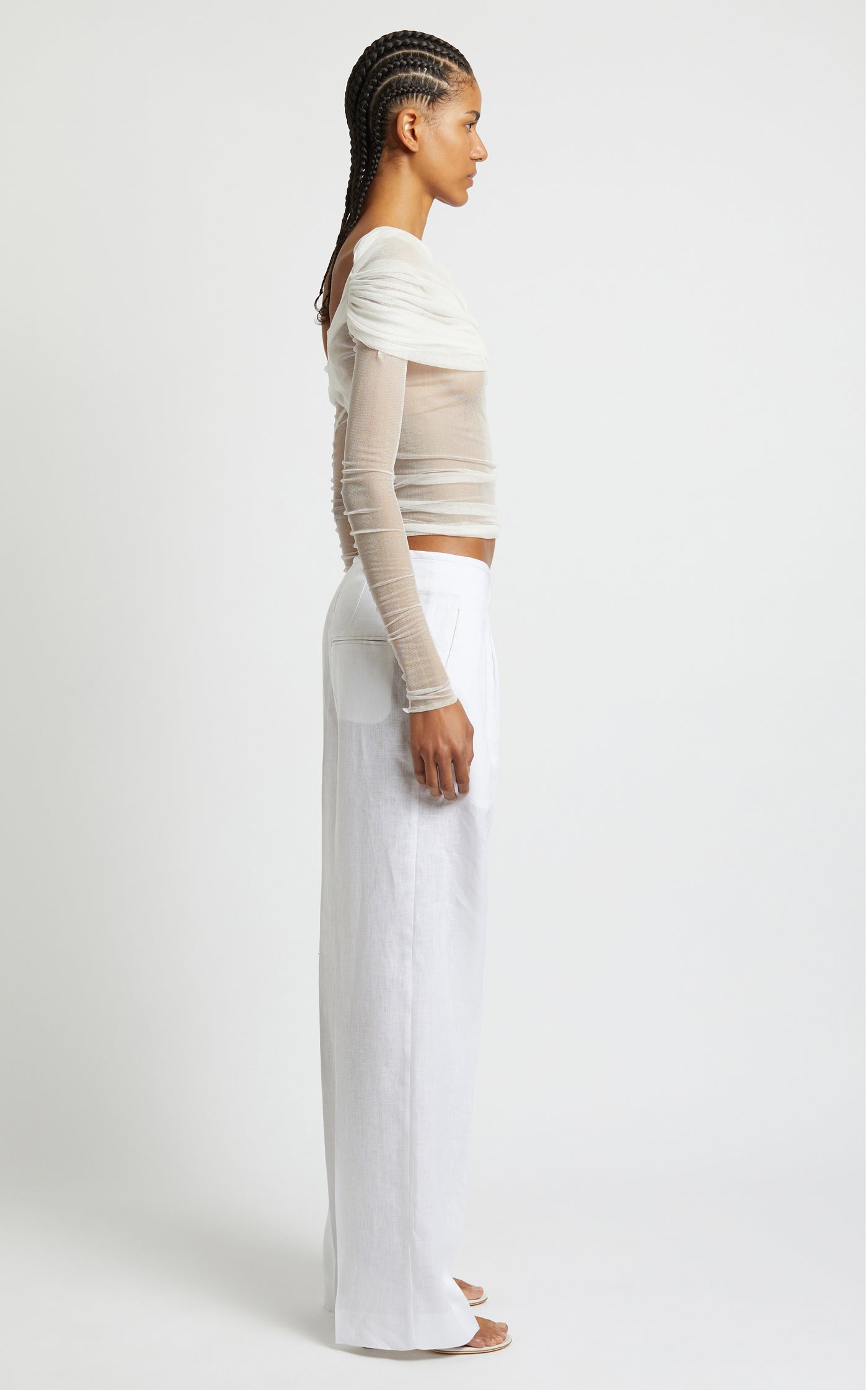 Ruched Off-The-Shoulder Silk Top