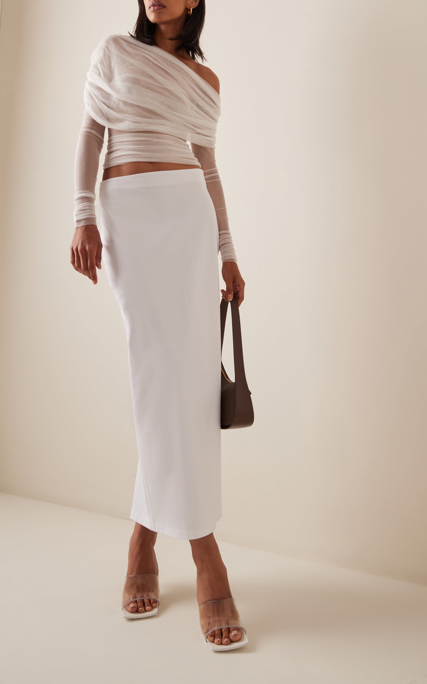 Ruched Off-The-Shoulder Silk Top