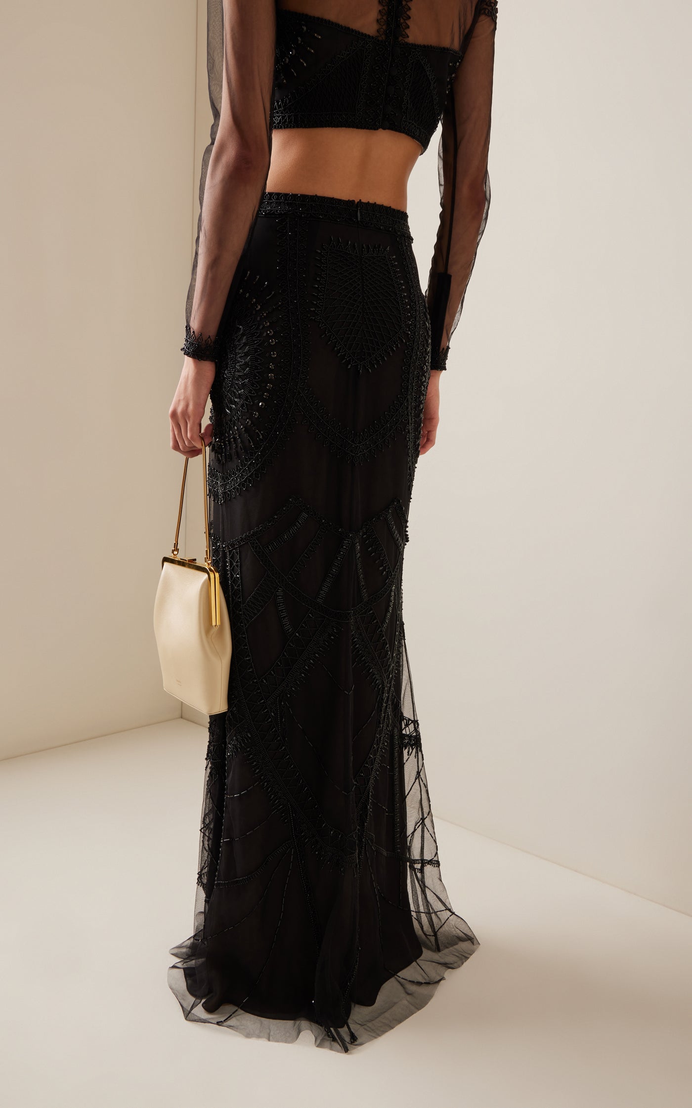 Exclusive Dessiner La Dentelle Beaded Tulle Maxi Skirt