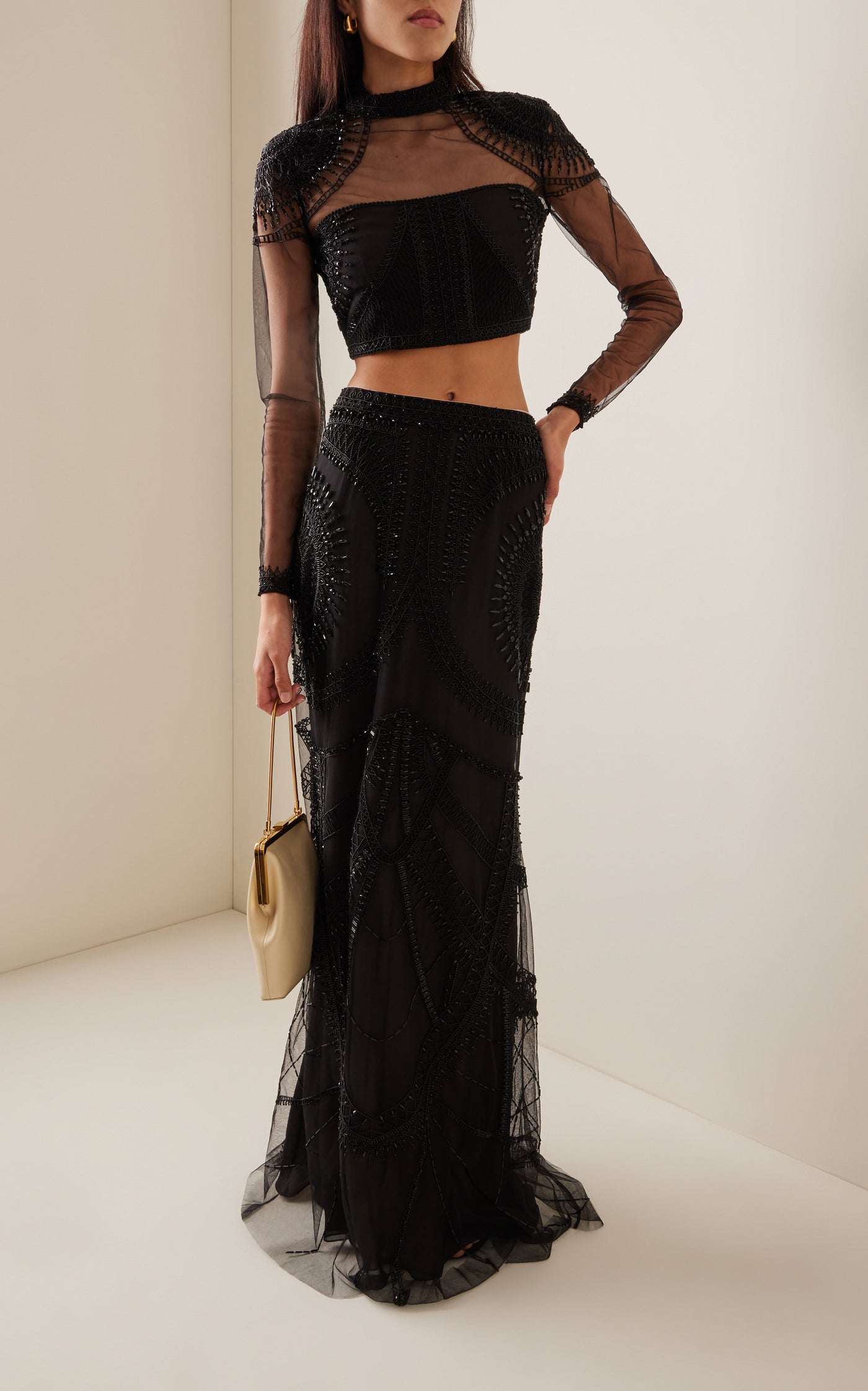 Exclusive Dessiner La Dentelle Beaded Tulle Maxi Skirt