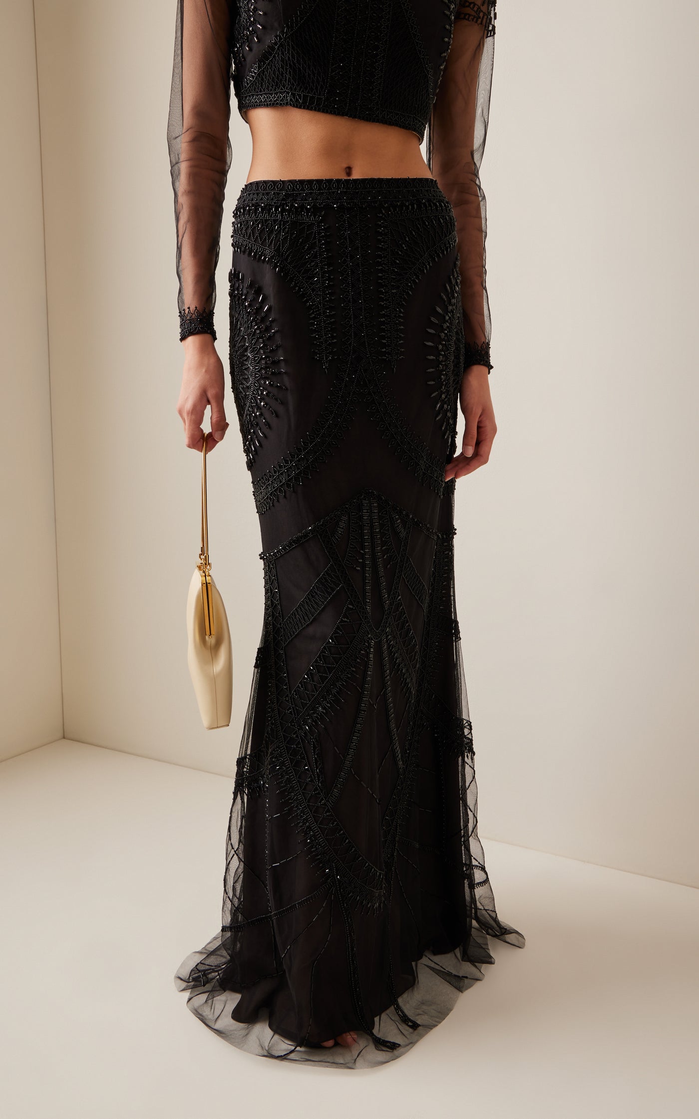 Exclusive Dessiner La Dentelle Beaded Tulle Maxi Skirt