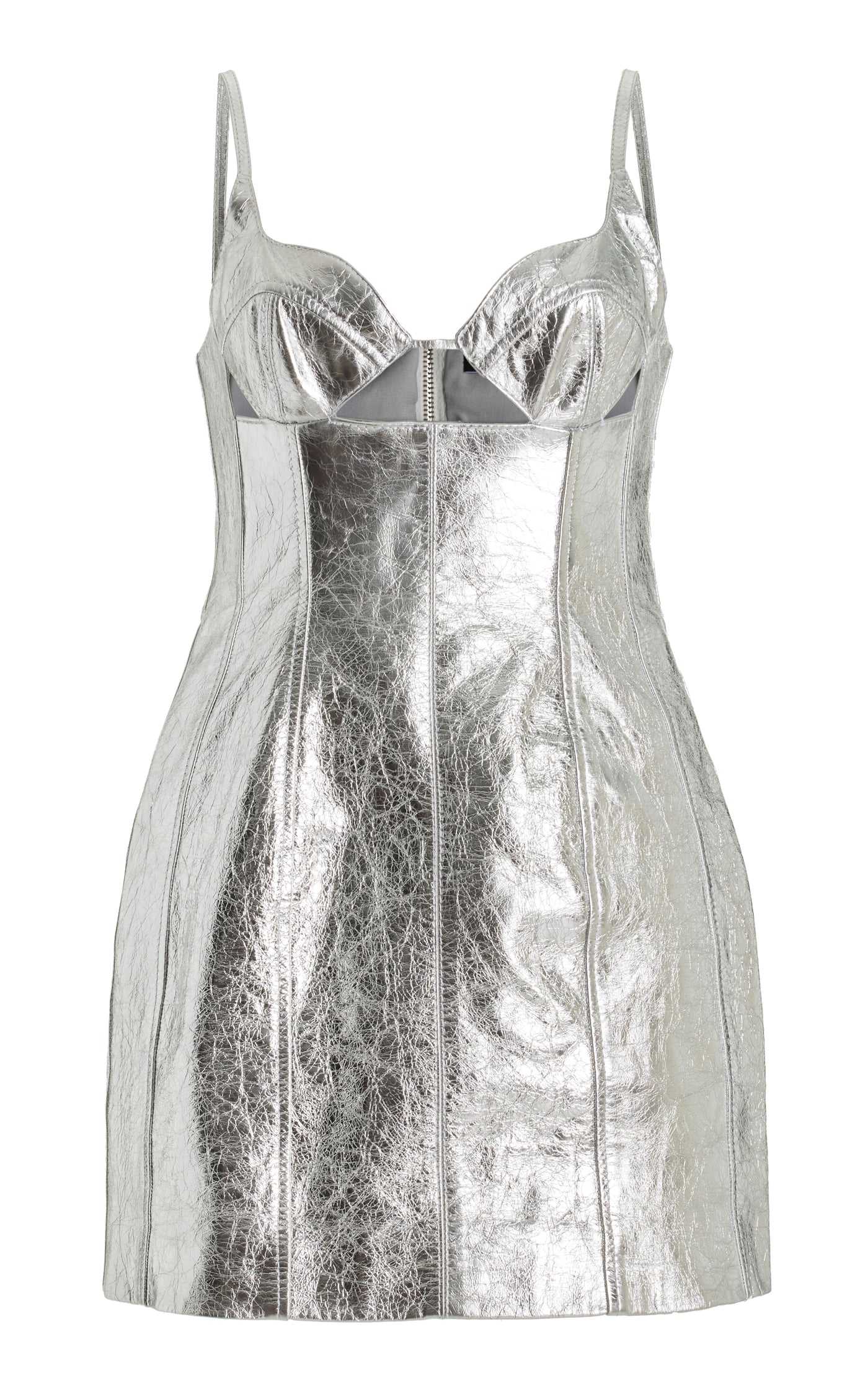 Metallic Crushed Leather Mini Dress