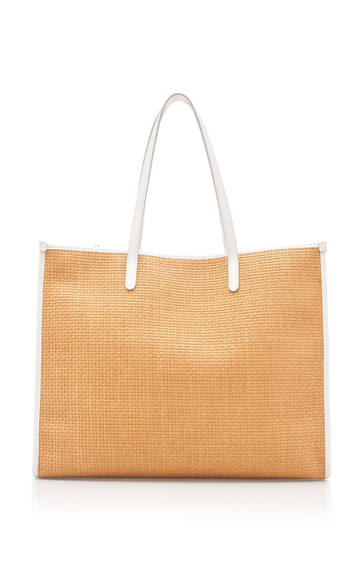 Logo-Embroidered Raffia Tote Bag