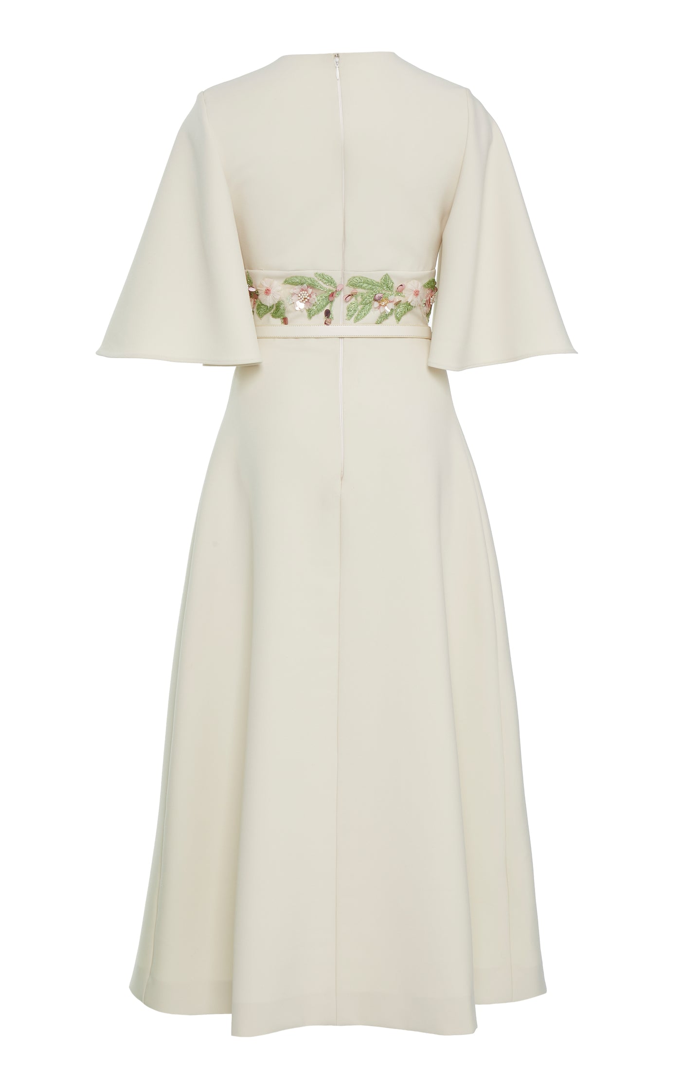 Embroidered Cady Midi Dress