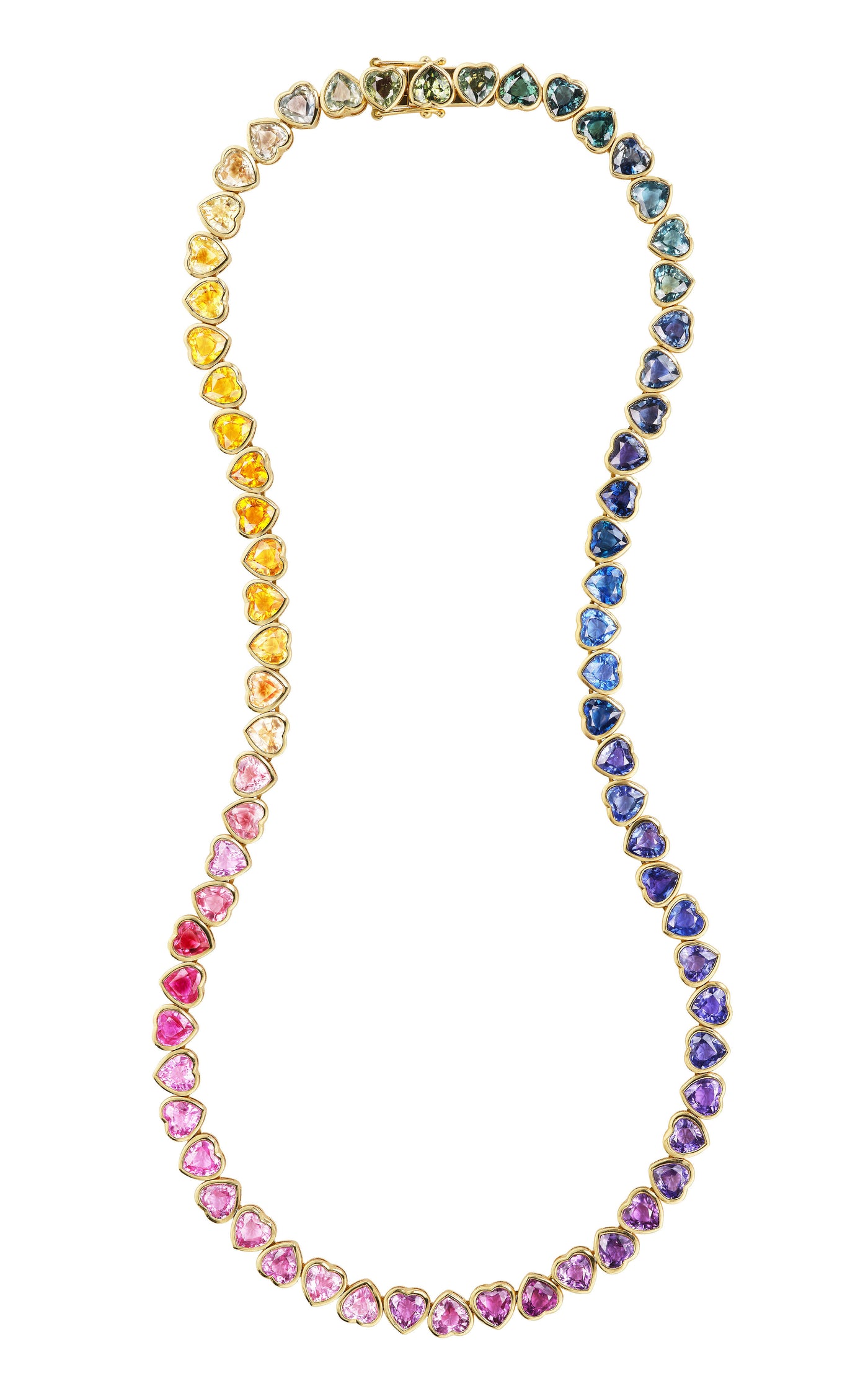 18K Yellow Gold I Heart Rainbows Necklace