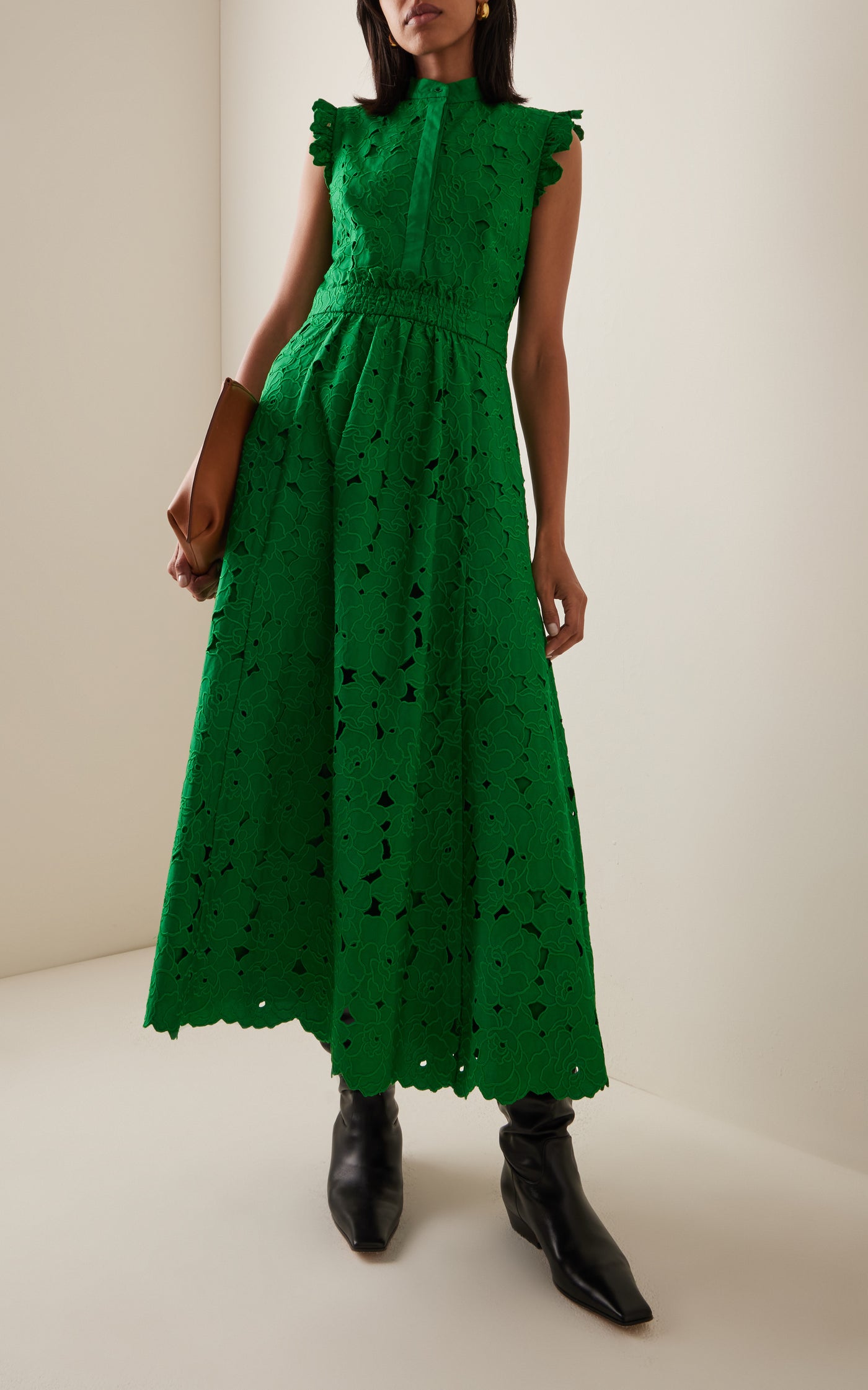 Cotton-Blend Midi Dress