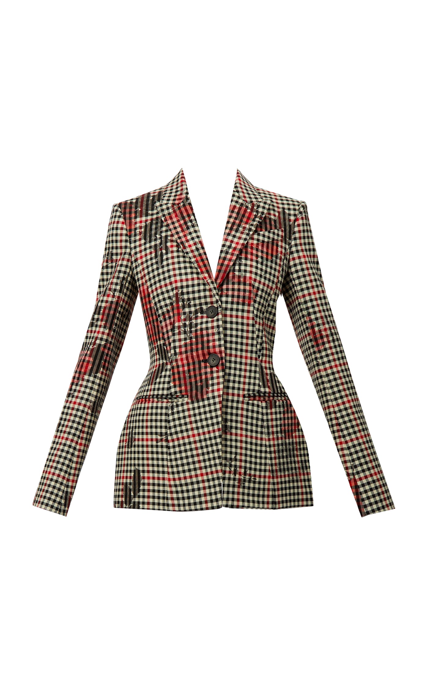 Single-Breasted Plaid Floral Blazer
