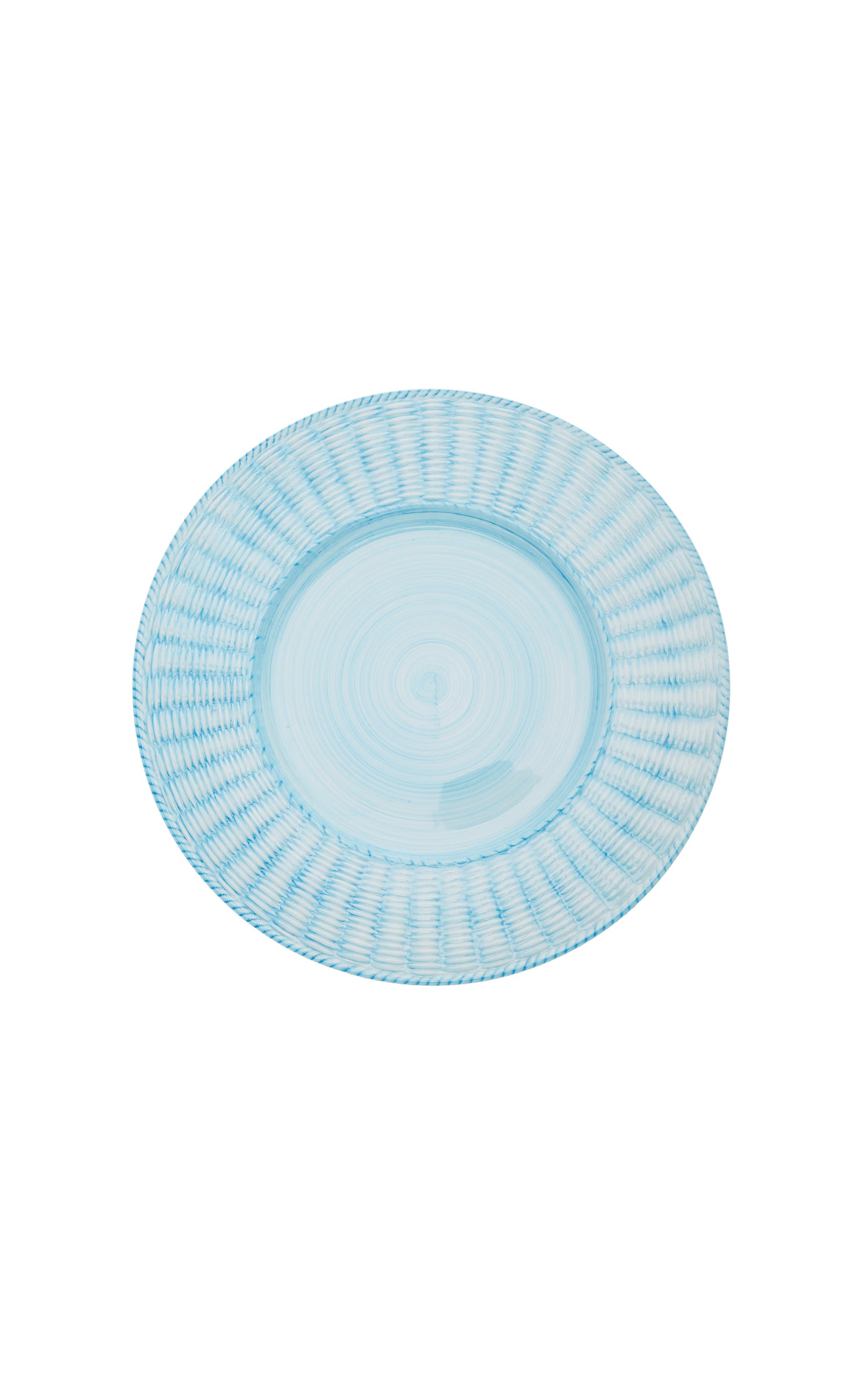 Set-Of-Four Hand-Painted Ceramic Wicker Dinner Plates