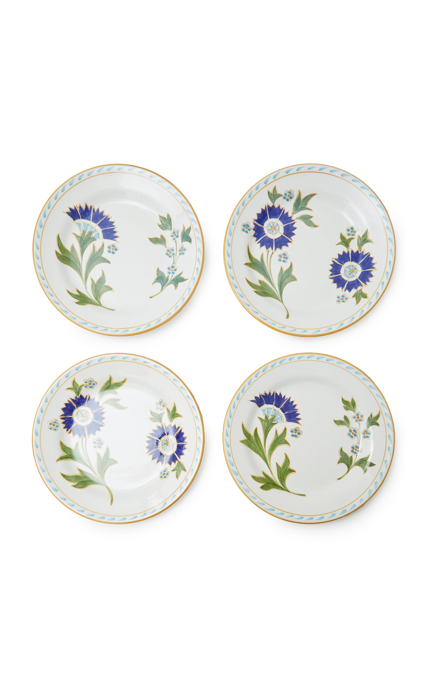 Set-of-Four Printed Ceramic Dessert Plates