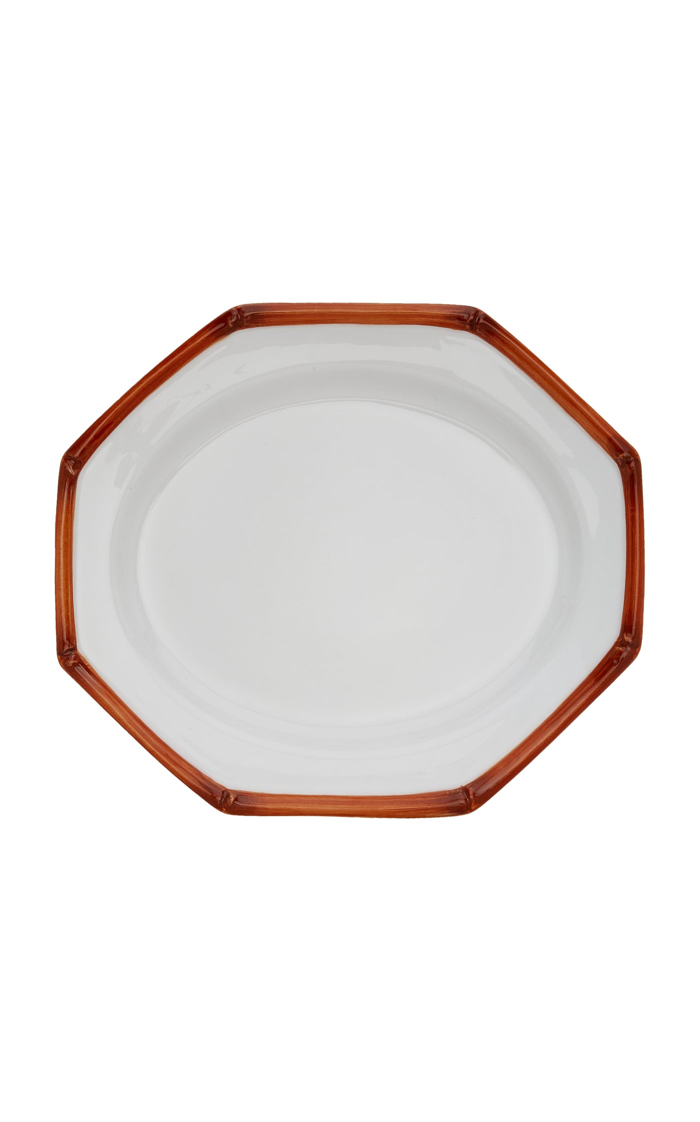 Bamboo Painted Ceramic Oval Tray