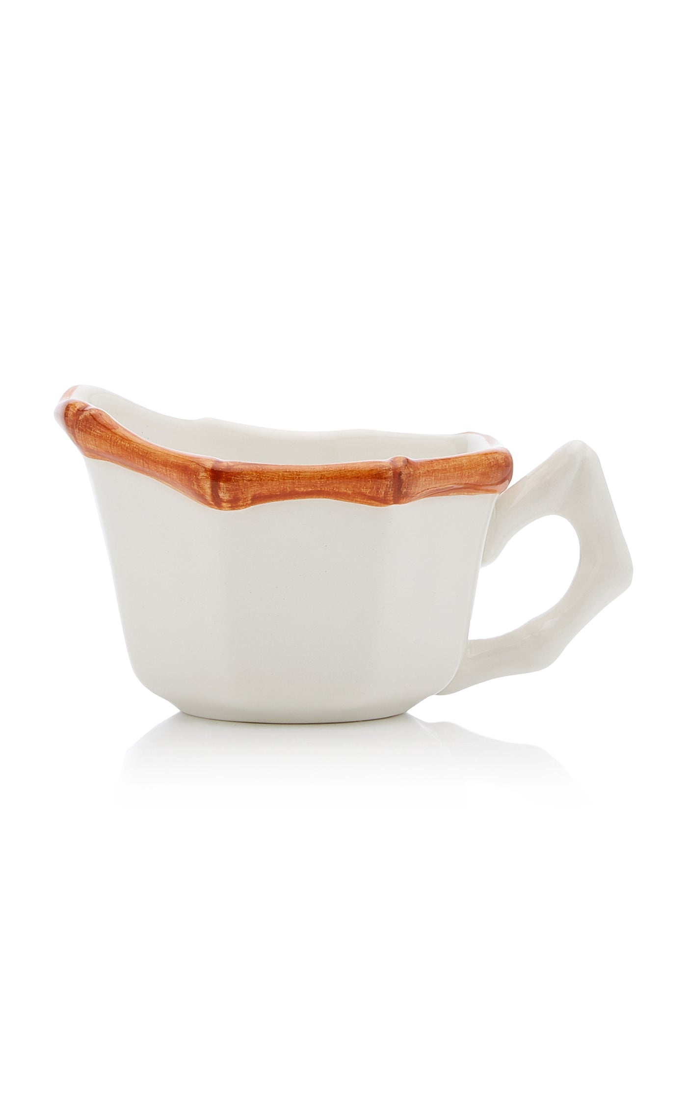 Bamboo Painted Ceramic Sugar Bowl and Creamer Set