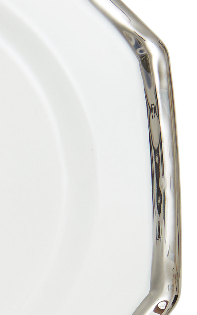 Set-Of-Four Bamboo-Trimmed Ceramic Dinner Plates