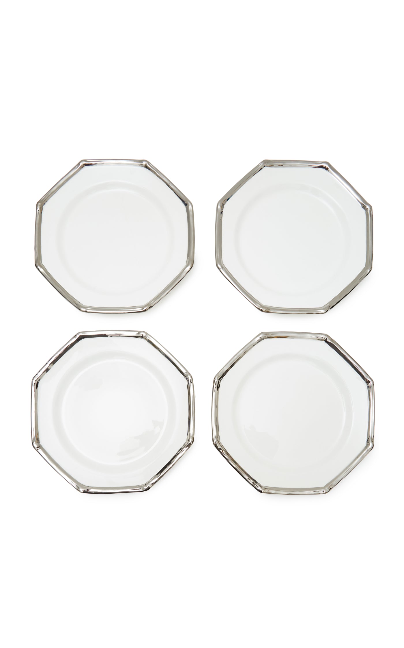 Set-Of-Four Bamboo-Trimmed Ceramic Dinner Plates