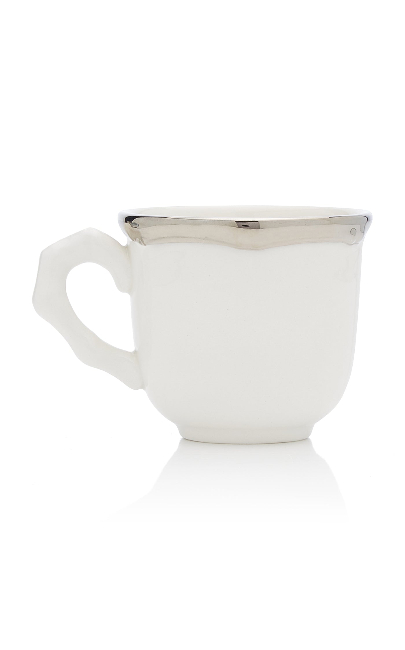 Set-Of-Two Bamboo Platinum-Trimmed Large Ceramic Coffee Cup and Saucer
