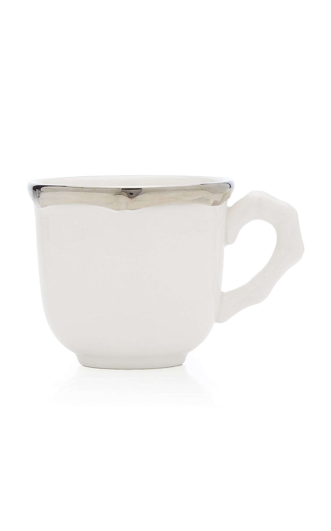 Set-Of-Two Bamboo Platinum-Trimmed Large Ceramic Coffee Cup and Saucer