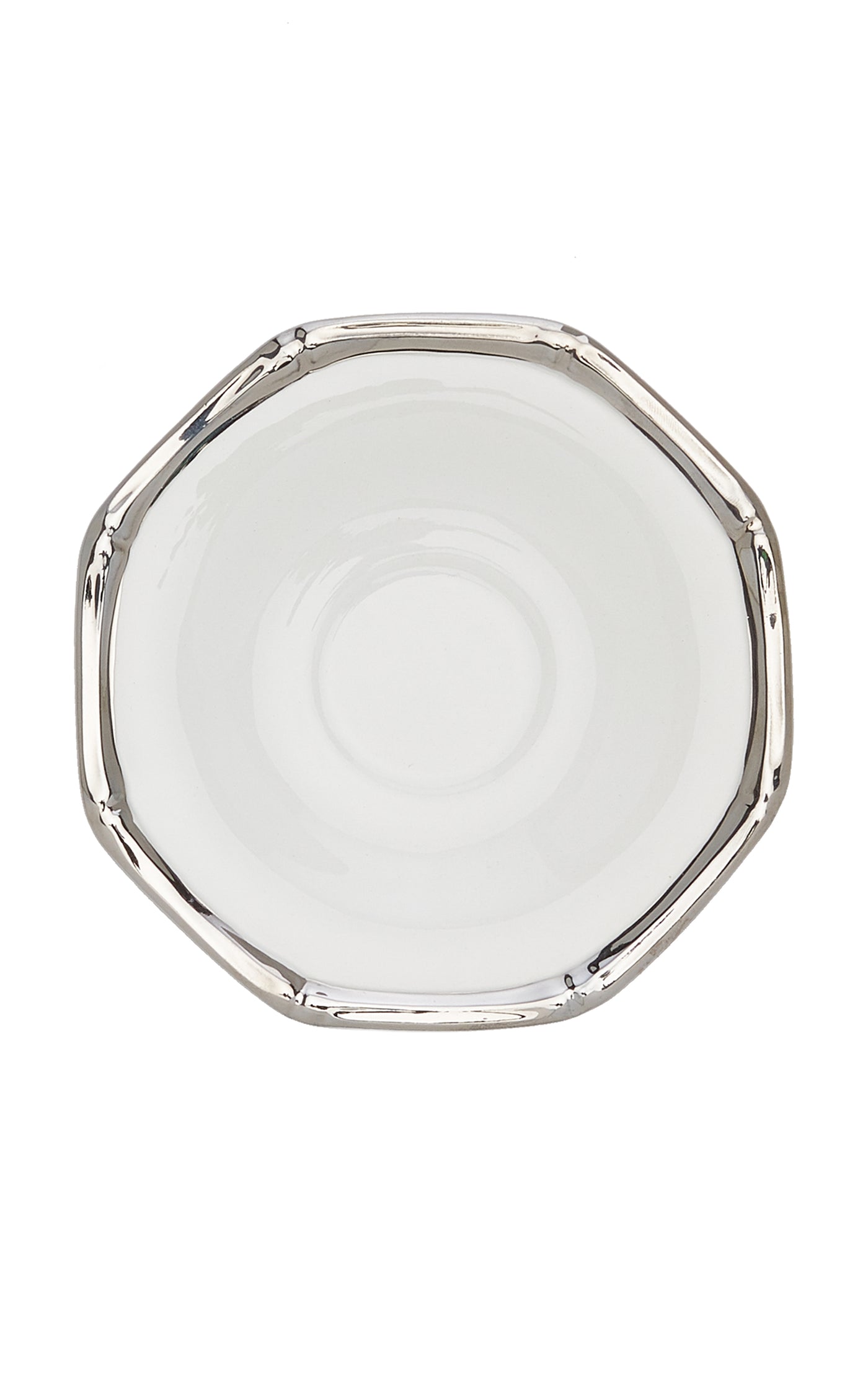 Set-Of-Two Bamboo Platinum-Trimmed Large Ceramic Coffee Cup and Saucer