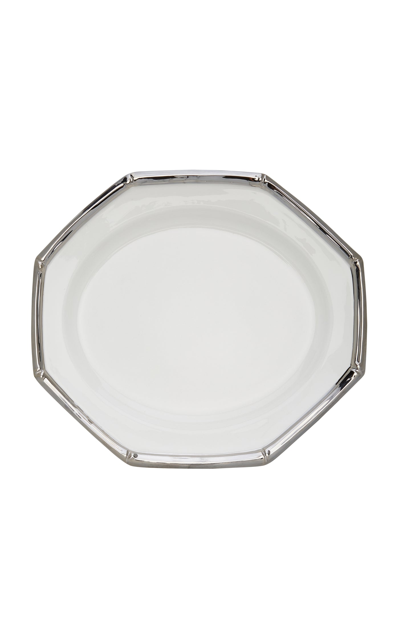 Bamboo Platinum-Trimmed Ceramic Oval Tray