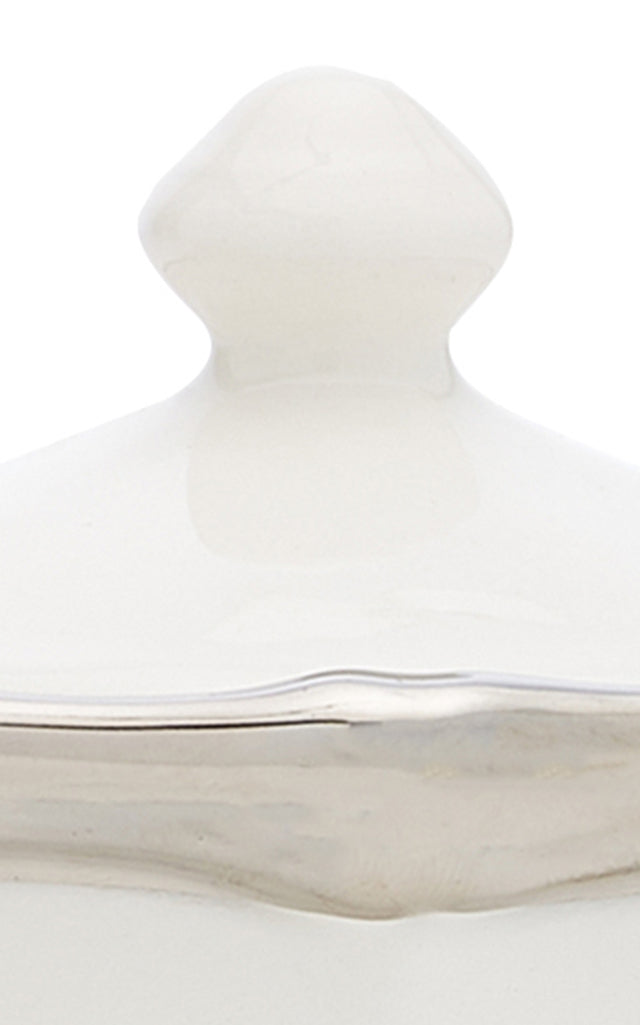 Bamboo Platinum-Trimmed Ceramic Sugar Bowl and Creamer Set