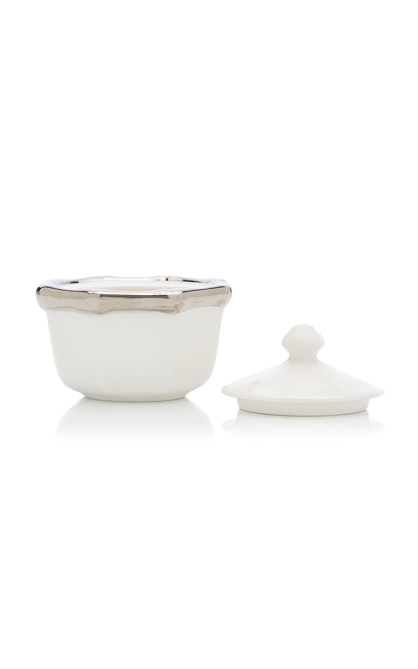 Bamboo Platinum-Trimmed Ceramic Sugar Bowl and Creamer Set