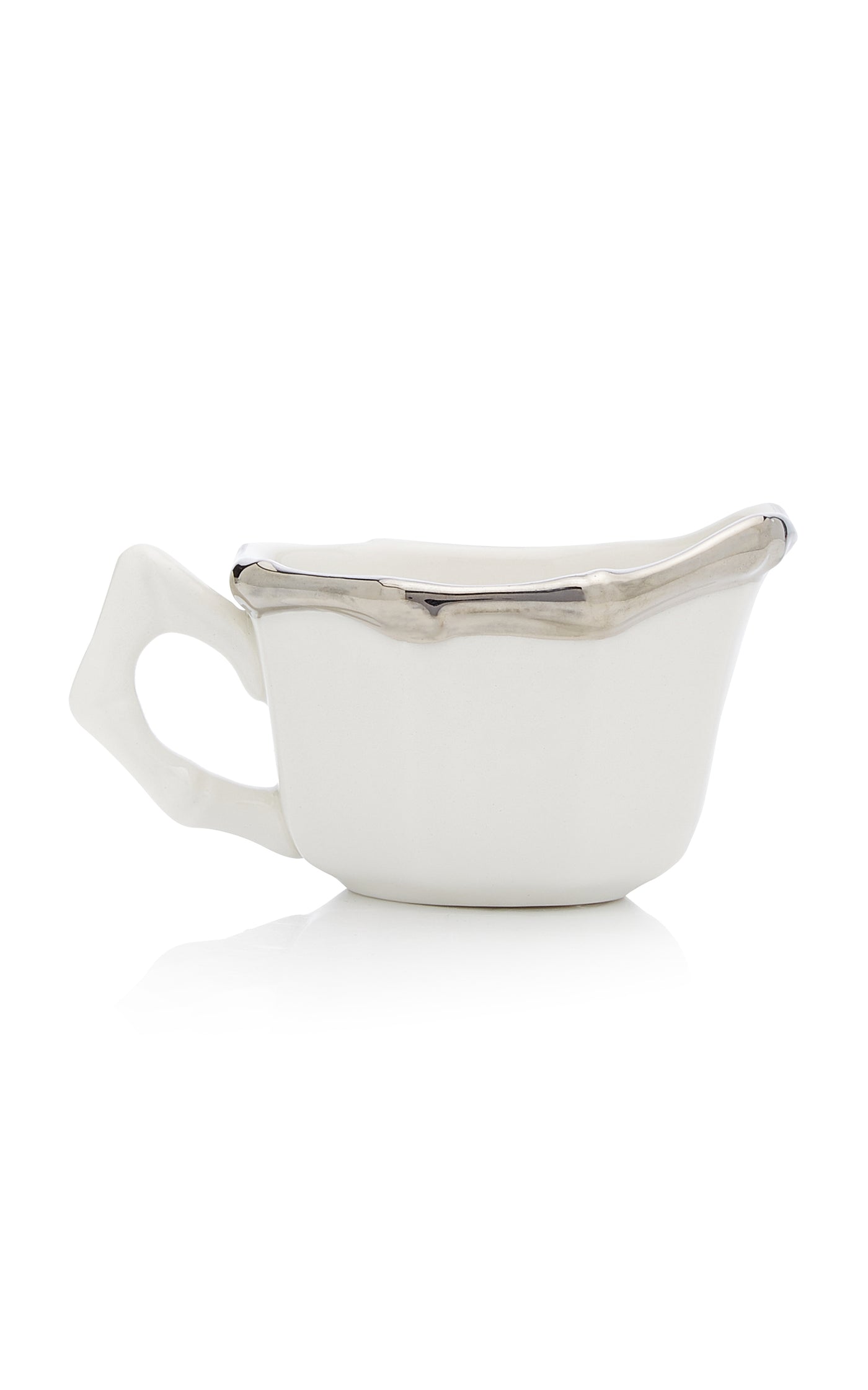 Bamboo Platinum-Trimmed Ceramic Sugar Bowl and Creamer Set
