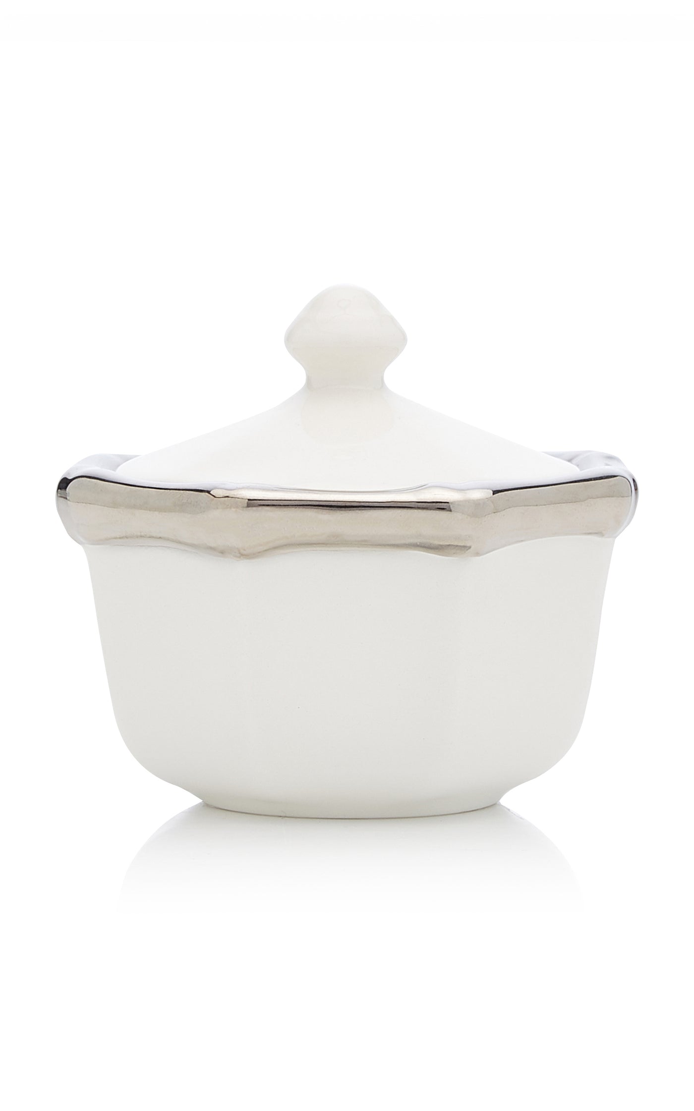 Bamboo Platinum-Trimmed Ceramic Sugar Bowl and Creamer Set