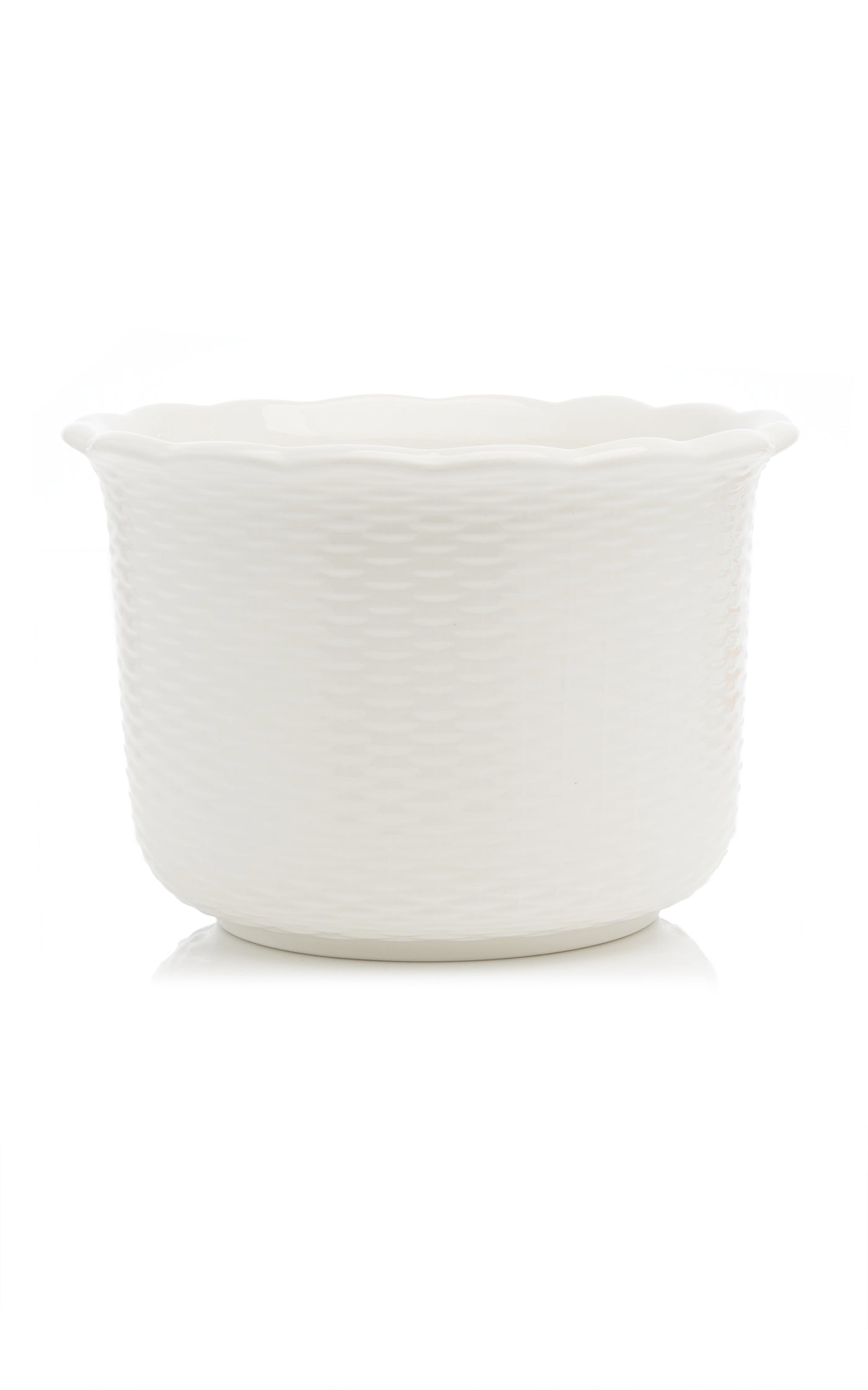 Scalloped Ceramic Wicker Cachepot