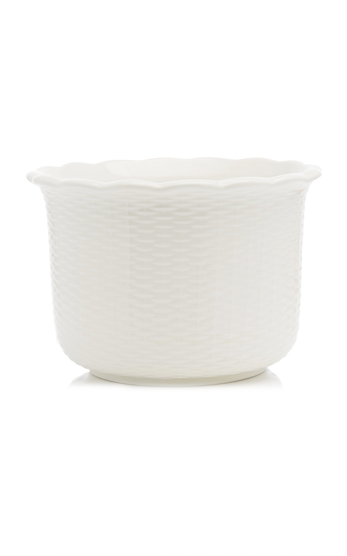Scalloped Ceramic Wicker Cachepot