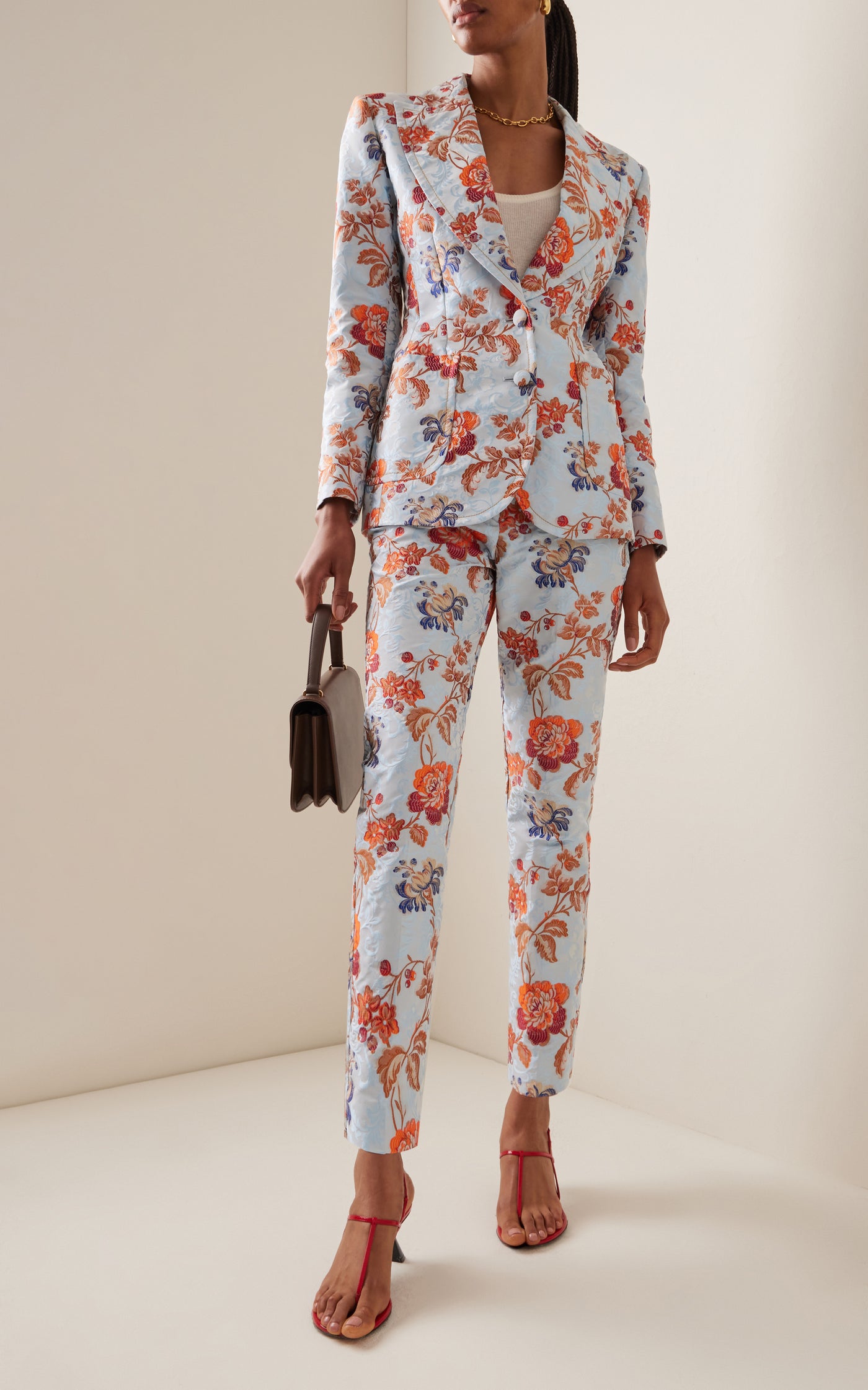 Tailored Floral-Jacquard Blazer
