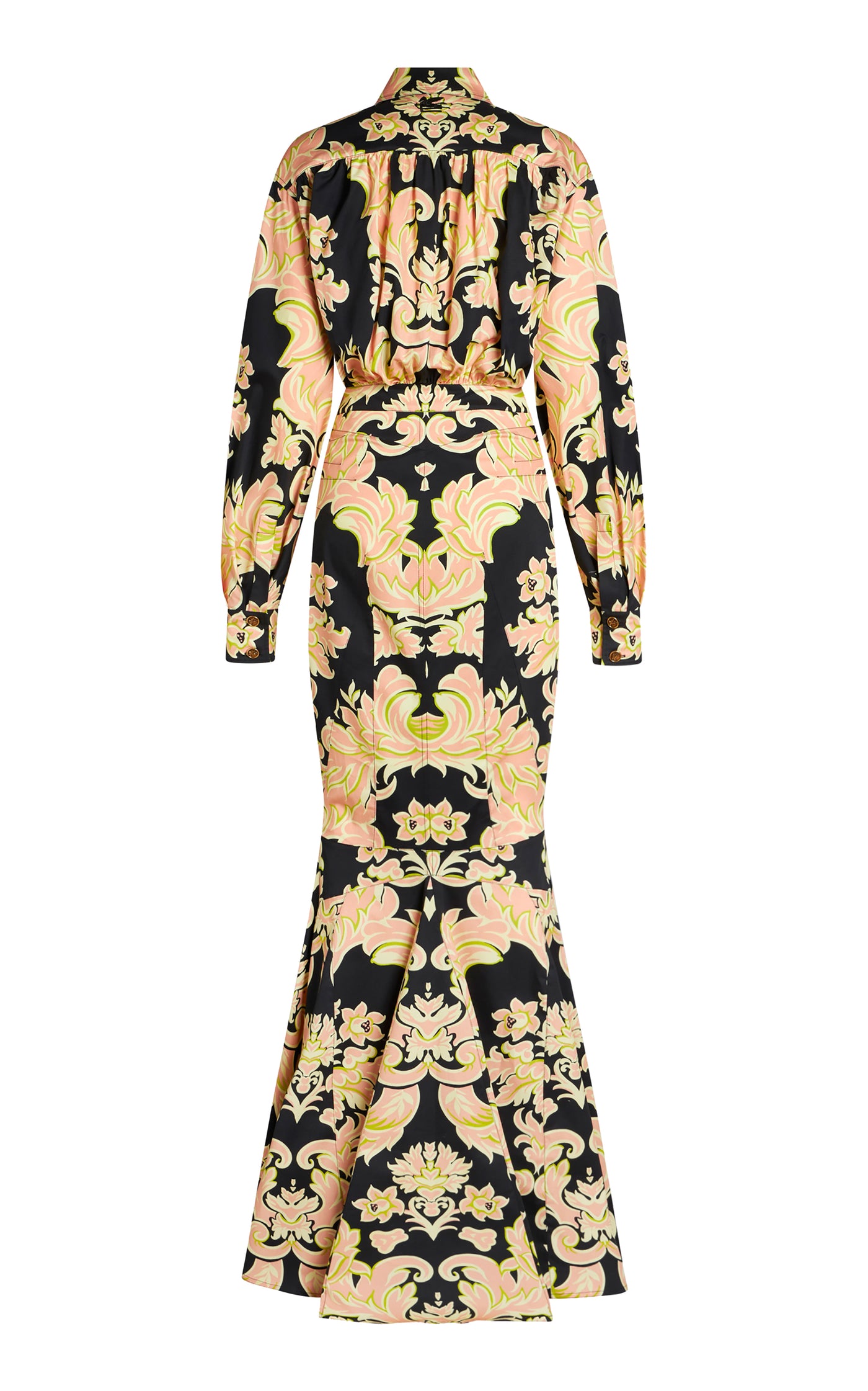 Floral Stretch-Cotton Maxi Shirt Dress