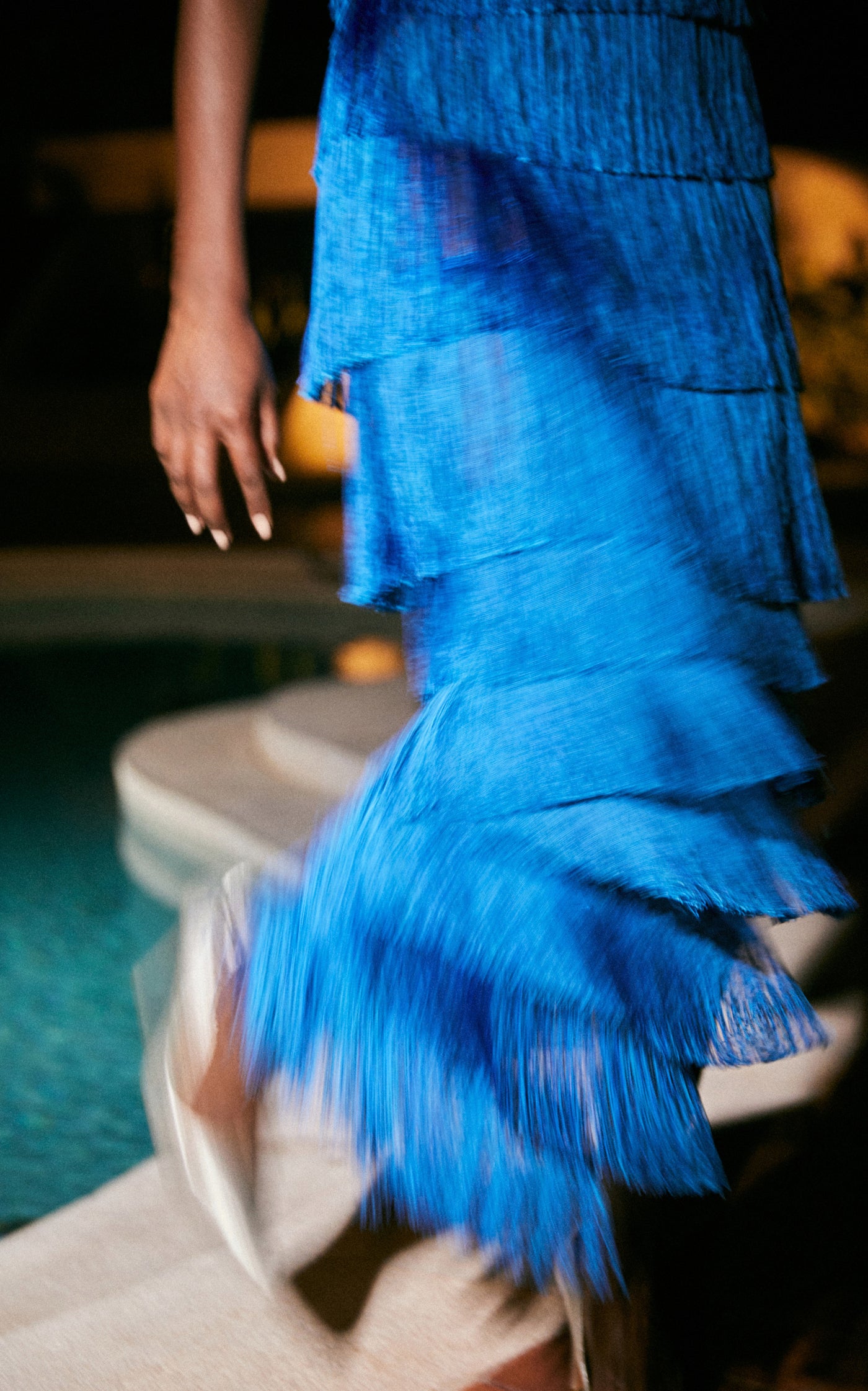Lili Strapless Fringed Silk-Blend Dress
