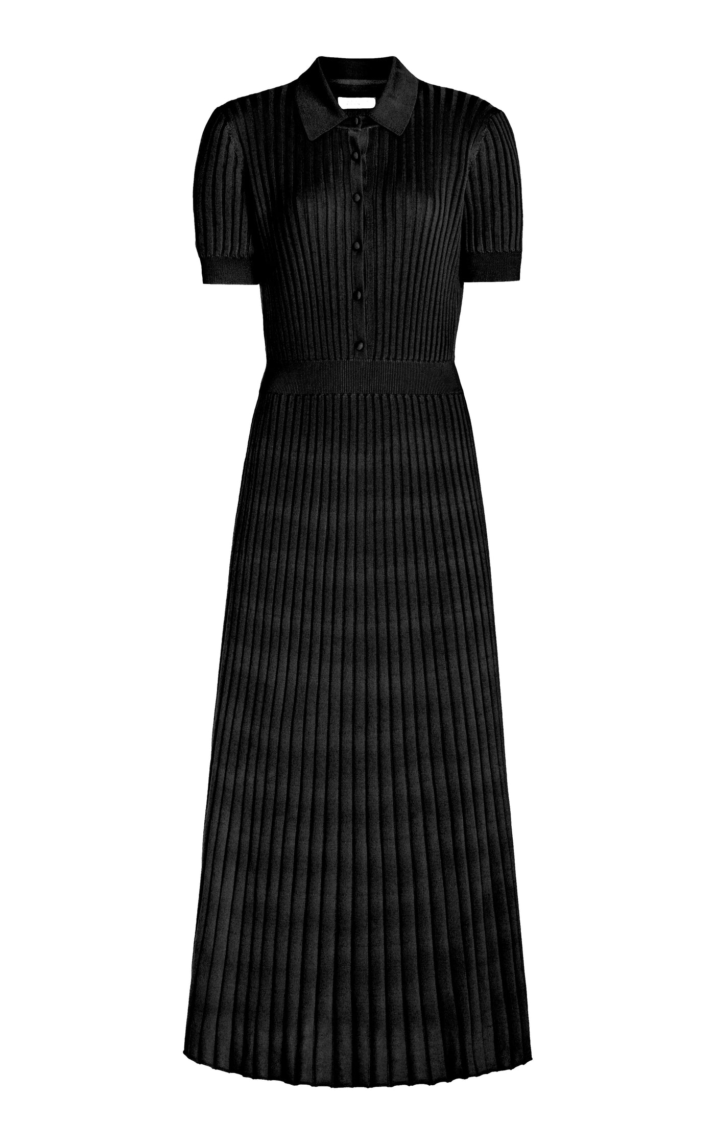 Amor Ribbed Knit Cashmere-Silk Polo Midi Dress
