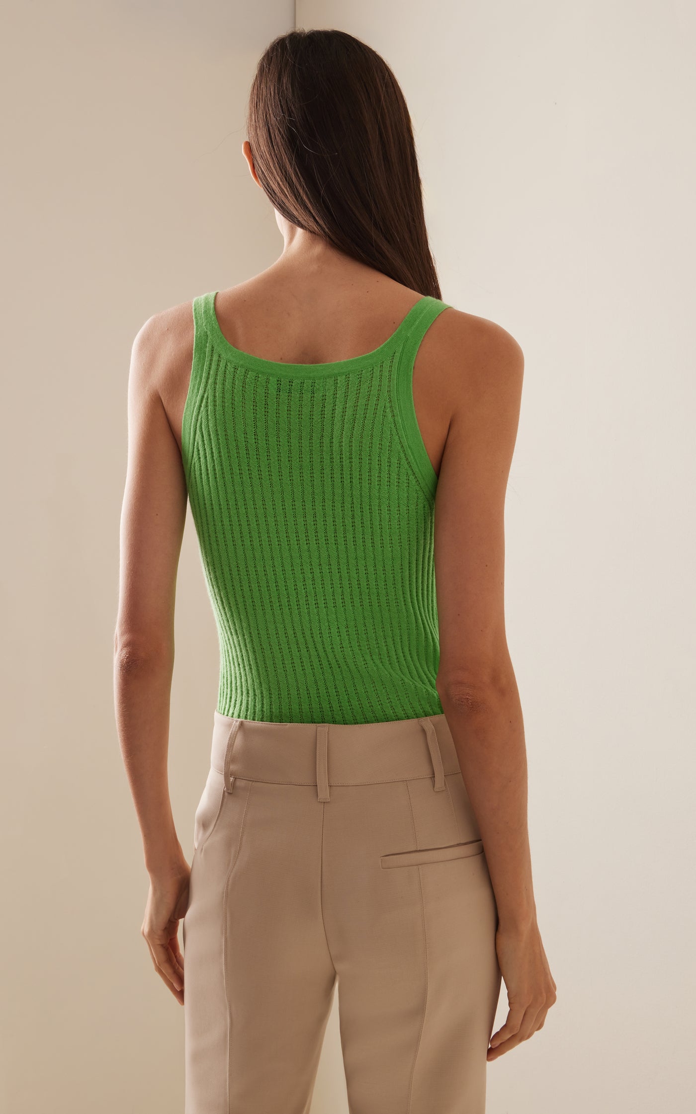 Nevin Pointelle-Knit Cashmere-Silk Tank Top