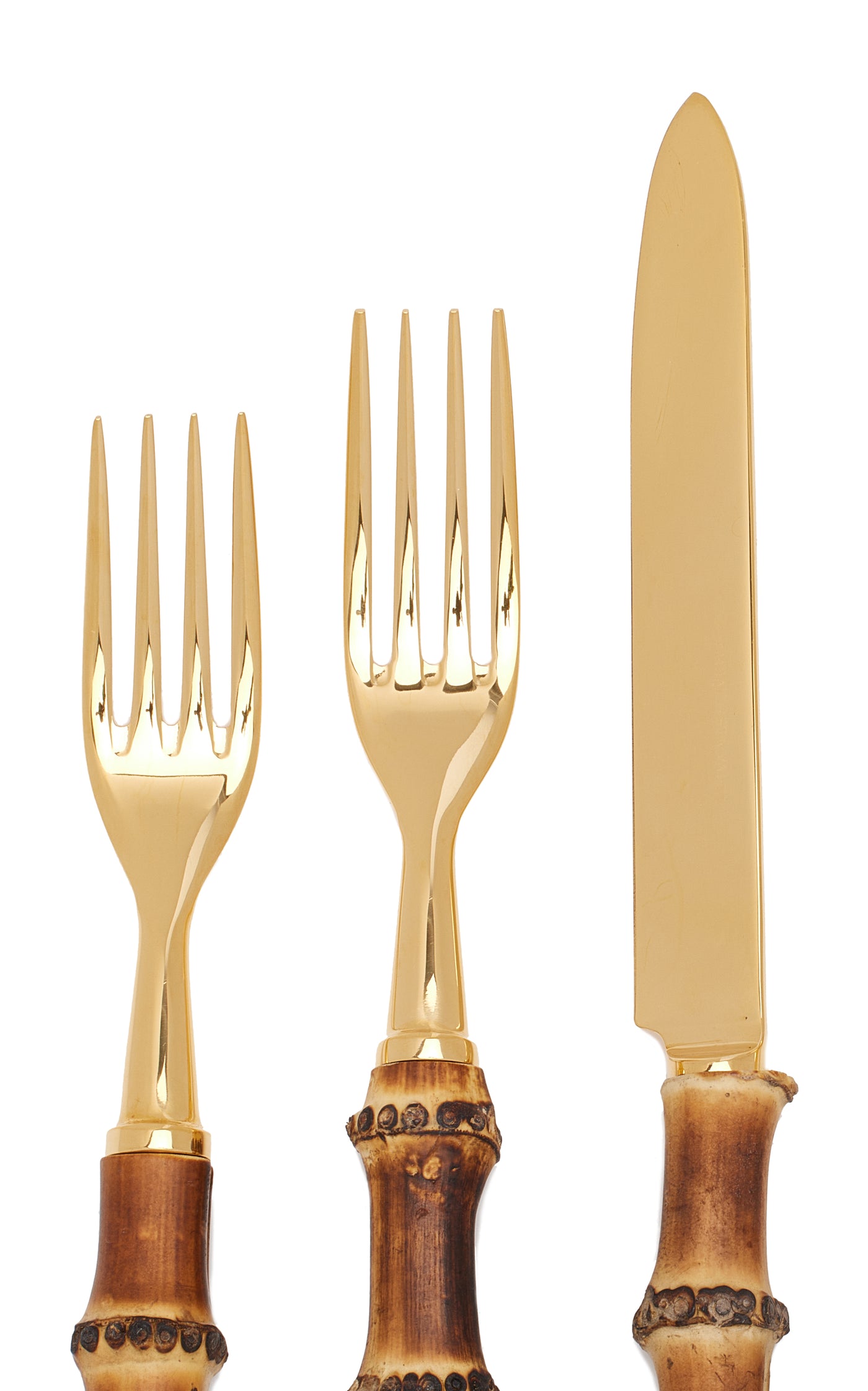 Five-Piece Gold-Plated Bamboo Silverware Set