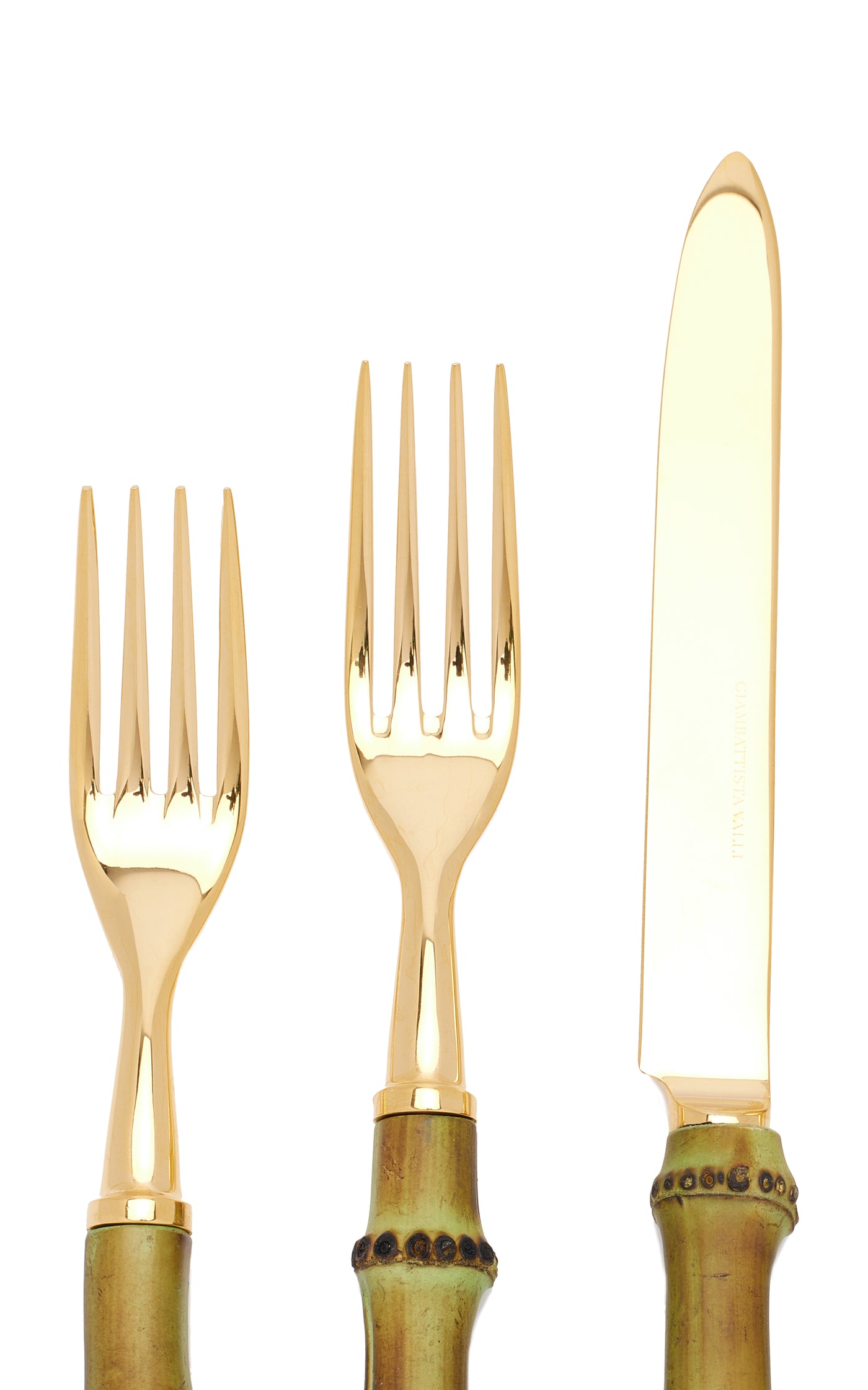 Five-Piece Gold-Plated Bamboo Silverware Set