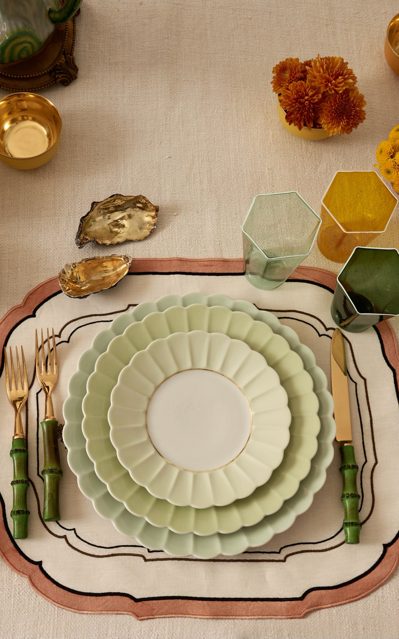 Five-Piece Gold-Plated Bamboo Silverware Set